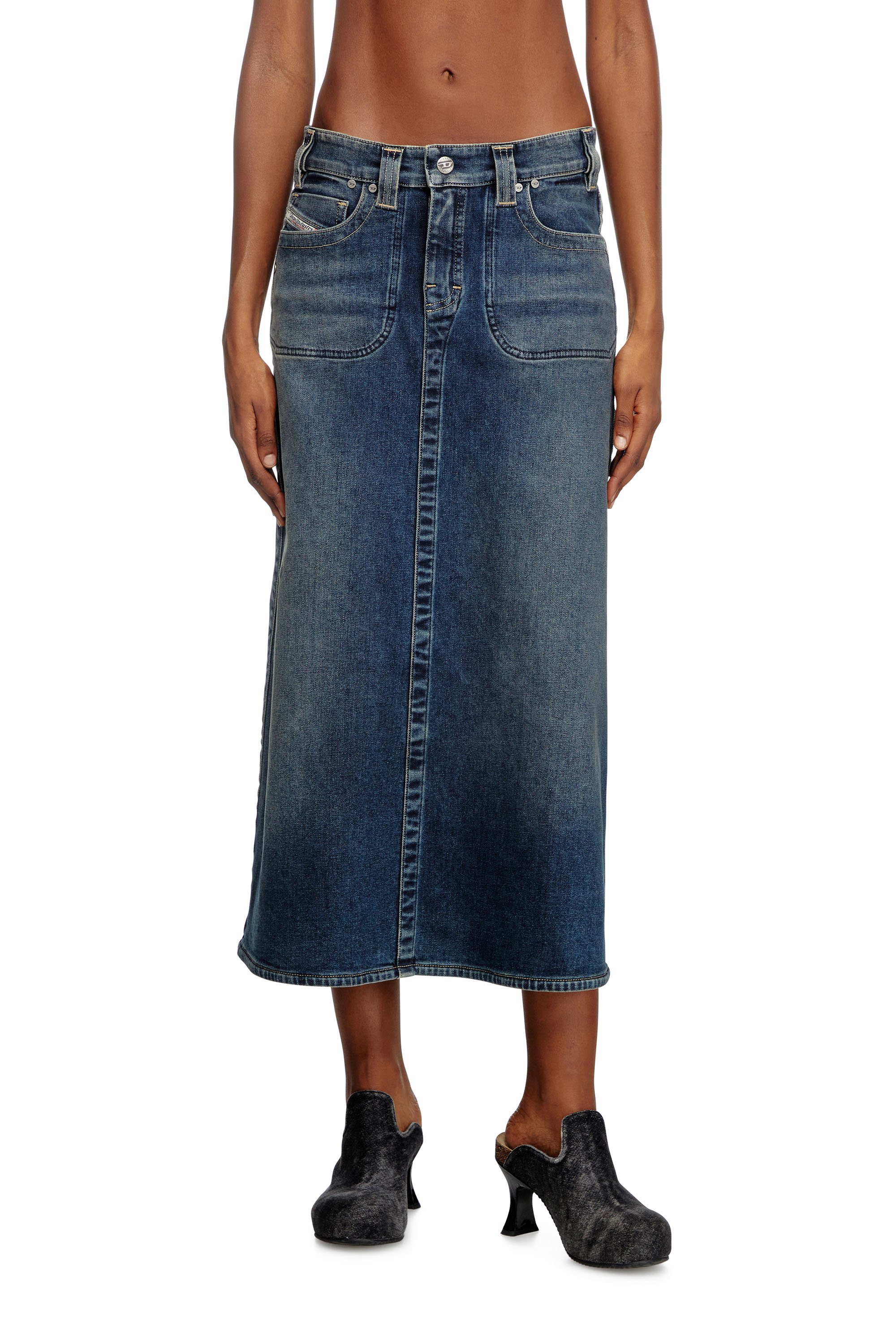 Diesel - DE-PAGO-MID-RE, Falda midi de Rehab denim Mujer in Azul marino - 1