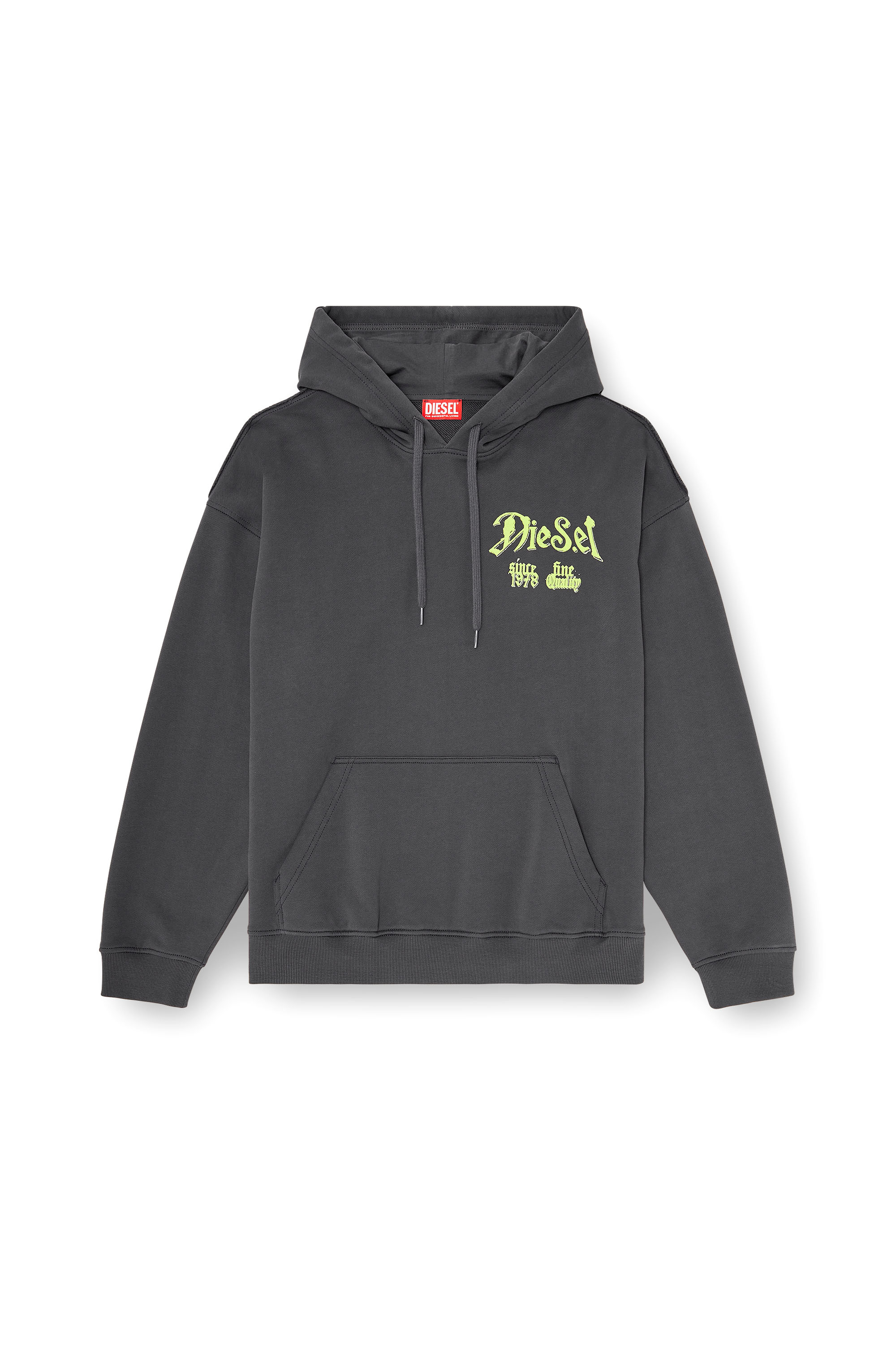 Diesel - S-BOXT-HOOD-AA2, Sudadera de algod&oacute;n con gr&aacute;ficos flocados Hombre in Gris - 2