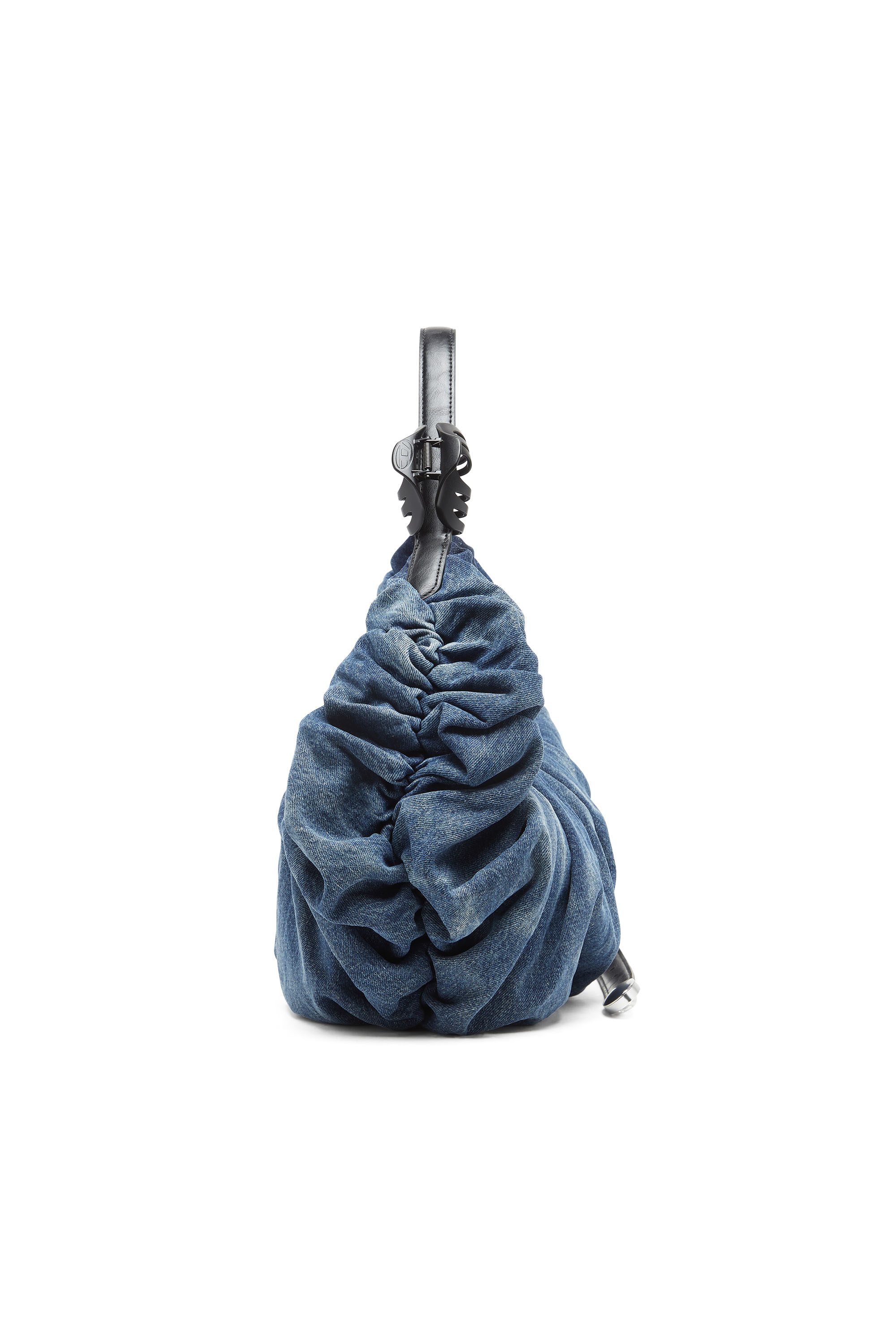 Diesel - GRAB-D HOBO L, Grab-D L-Bolso hobo grande arrugado en denim tratado Mujer in Azul marino - 4