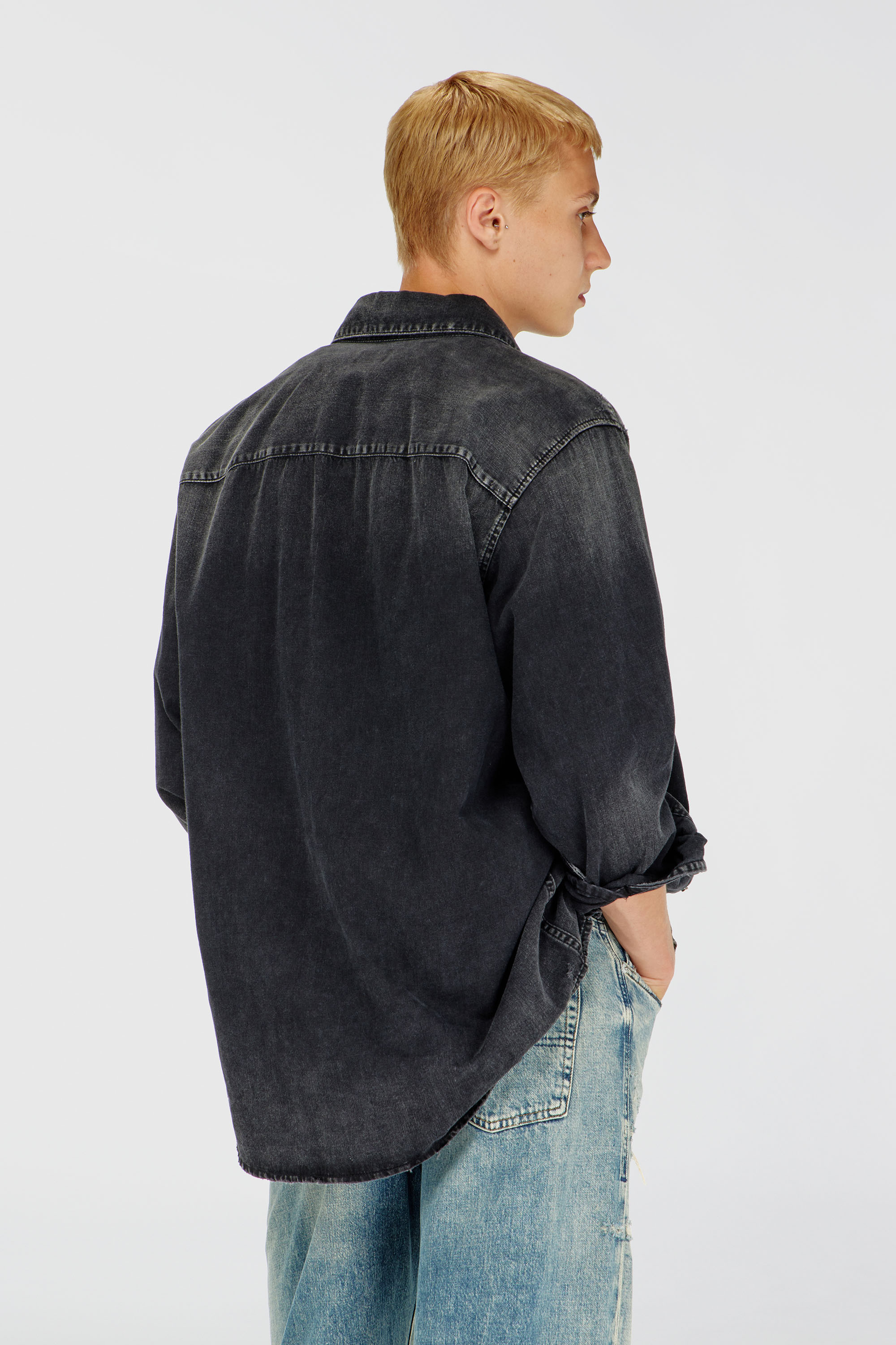 Diesel - D-SIMPLY, Camisa de denim de manga larga Hombre in Negro - 4