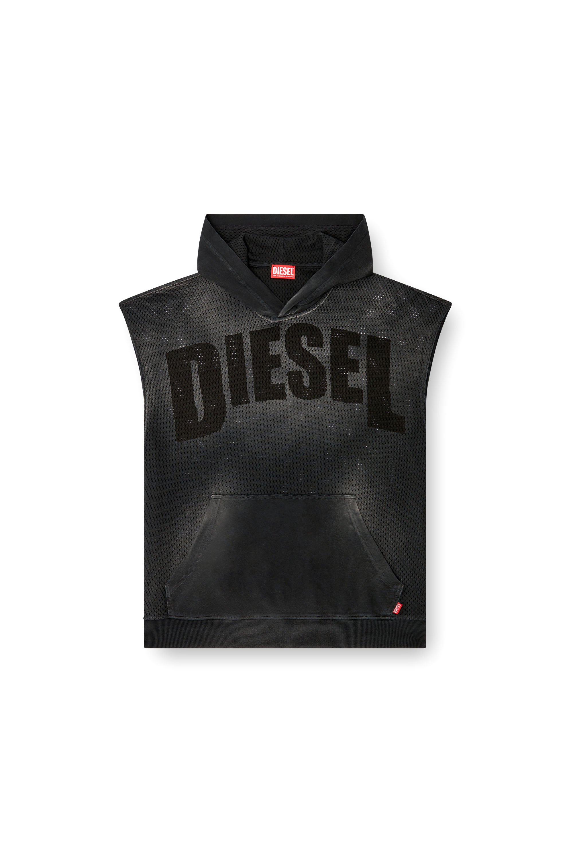 Diesel - S-BOXT-SL-MESH, Sudadera sin mangas en malla y punto Hombre in Negro - 3