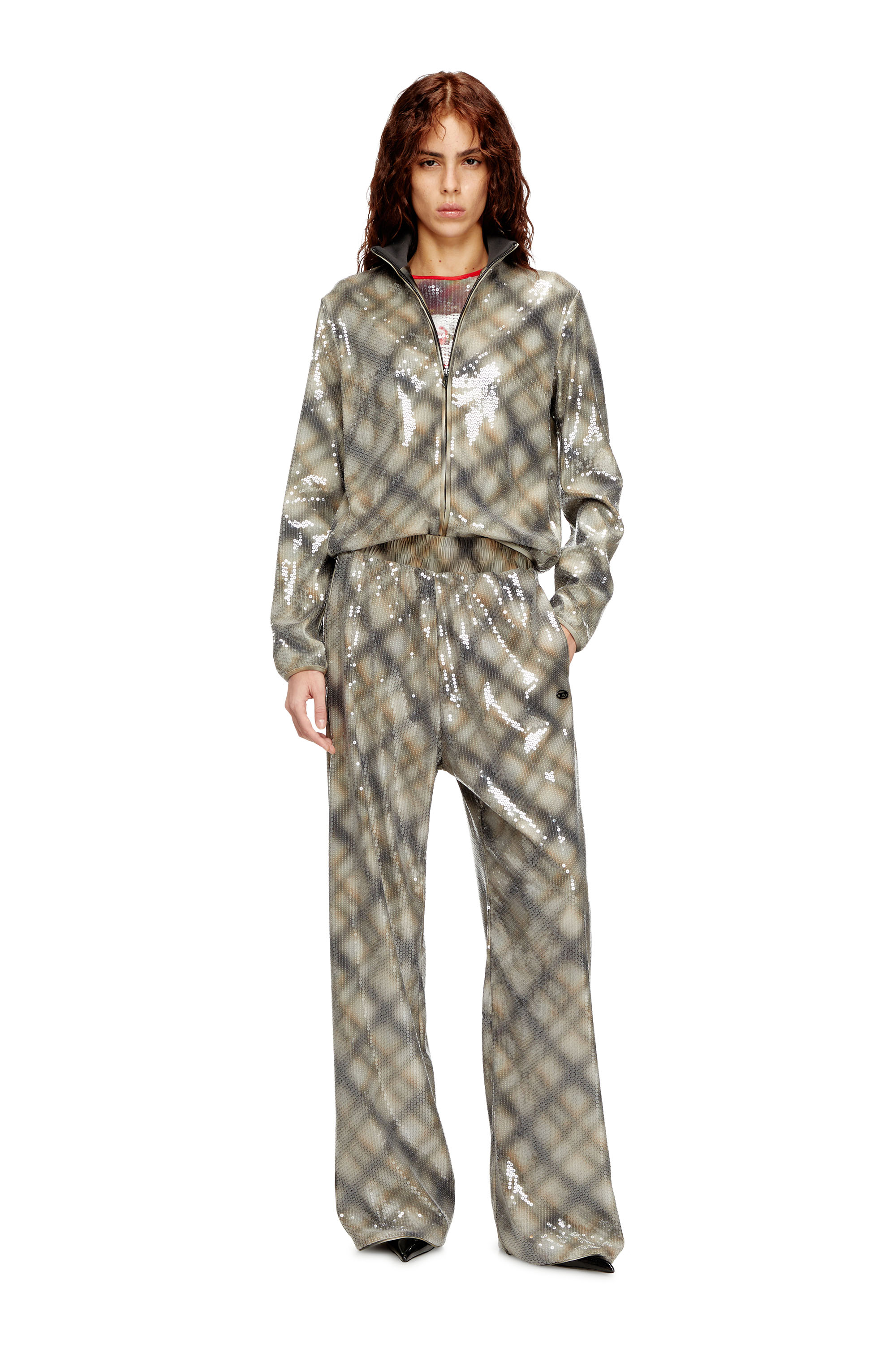 Diesel - P-ERQUEEN, Pantalones de lentejuelas con diseño de cuadros Mujer in ToBeDefined - 2