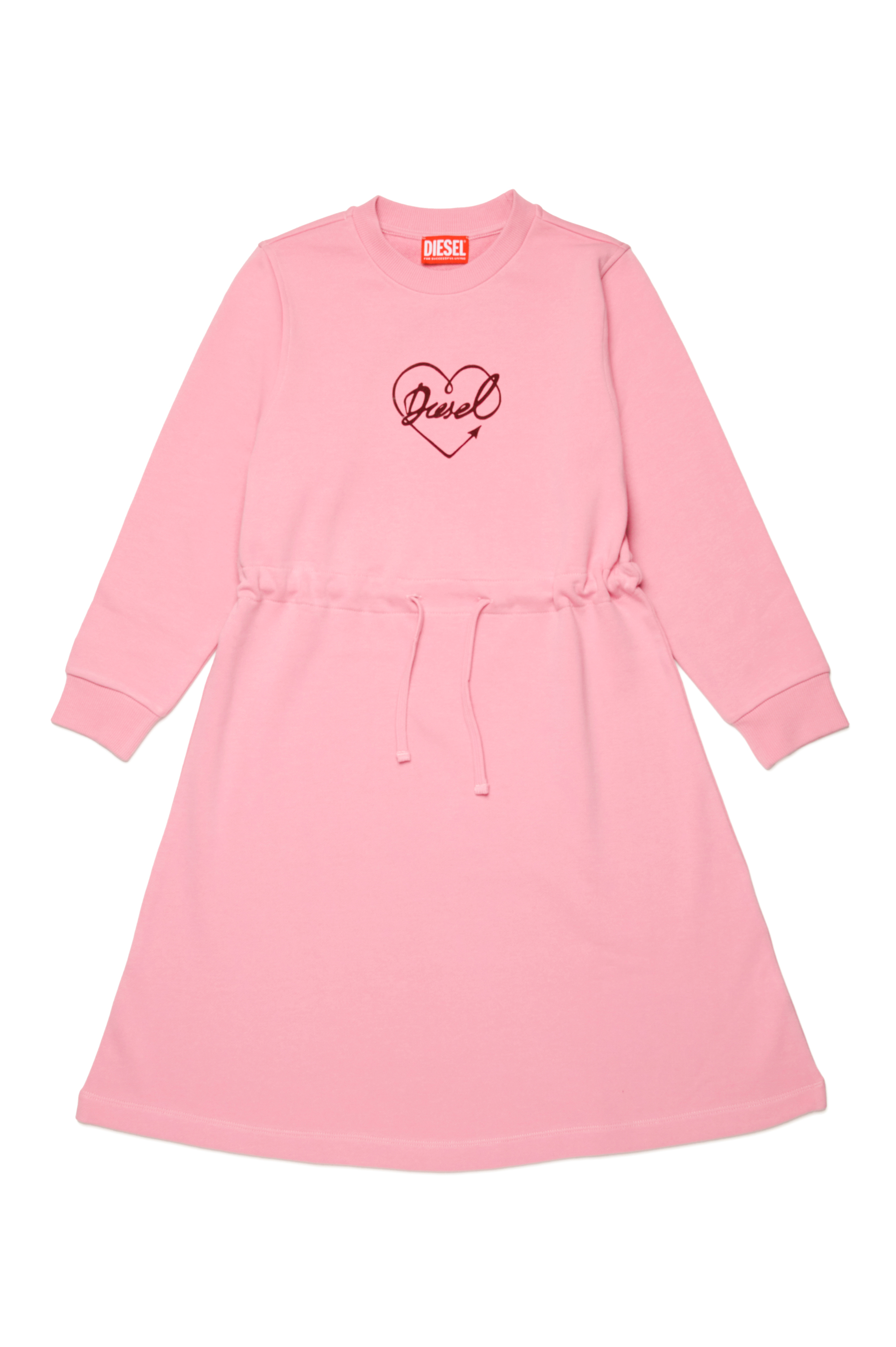 Diesel - DISSY, Vestido sudadera con corazón con logotipo en relieve Mujer in Rosa - 1