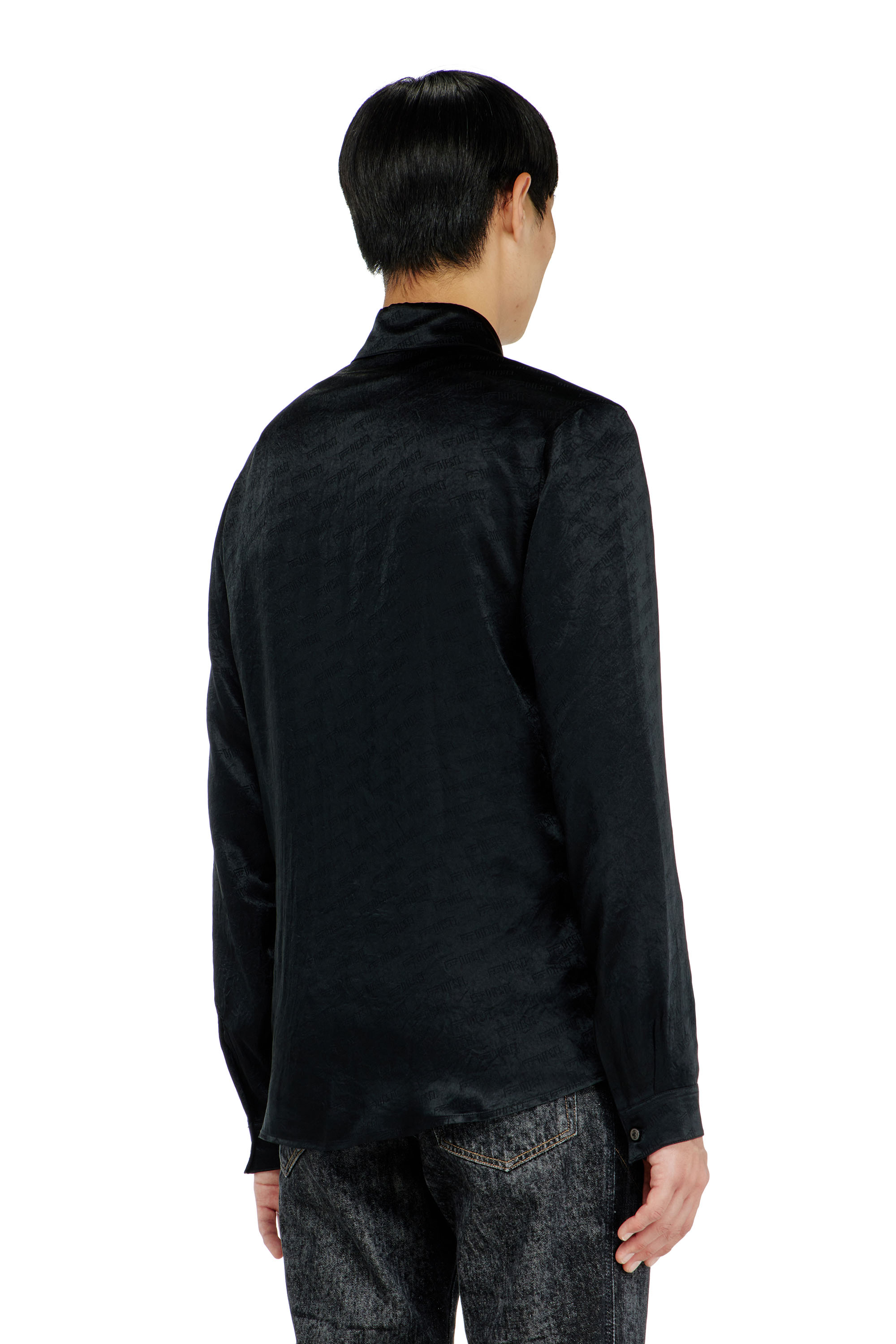 Diesel - S-KINNY-EFBZ, Camisa de sat&eacute;n arrugado jacquard con logo Hombre in ToBeDefined - 4