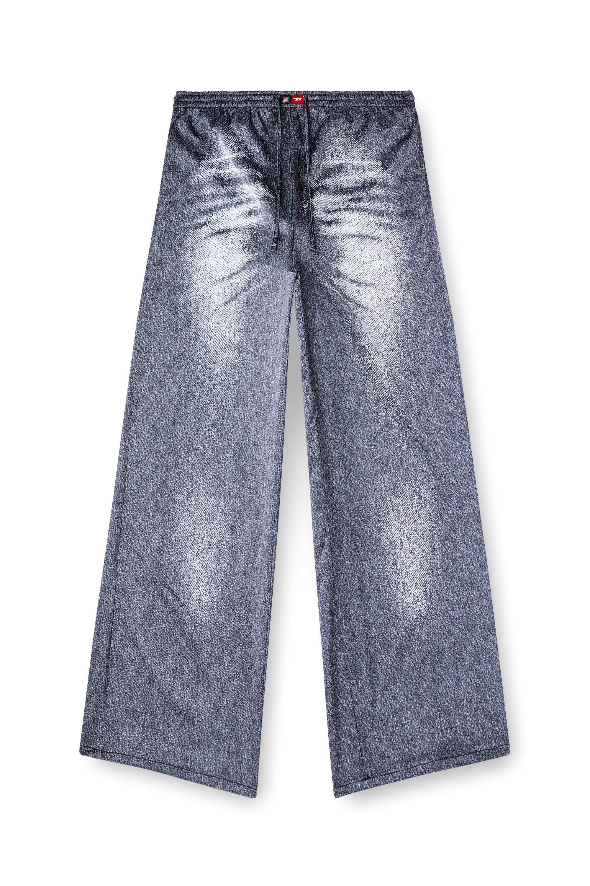 Diesel - STAINS-AND-TROMPE-SLEEP-PANT, Pantalones de pijama de satén con look denim Unisex in Gris - 5