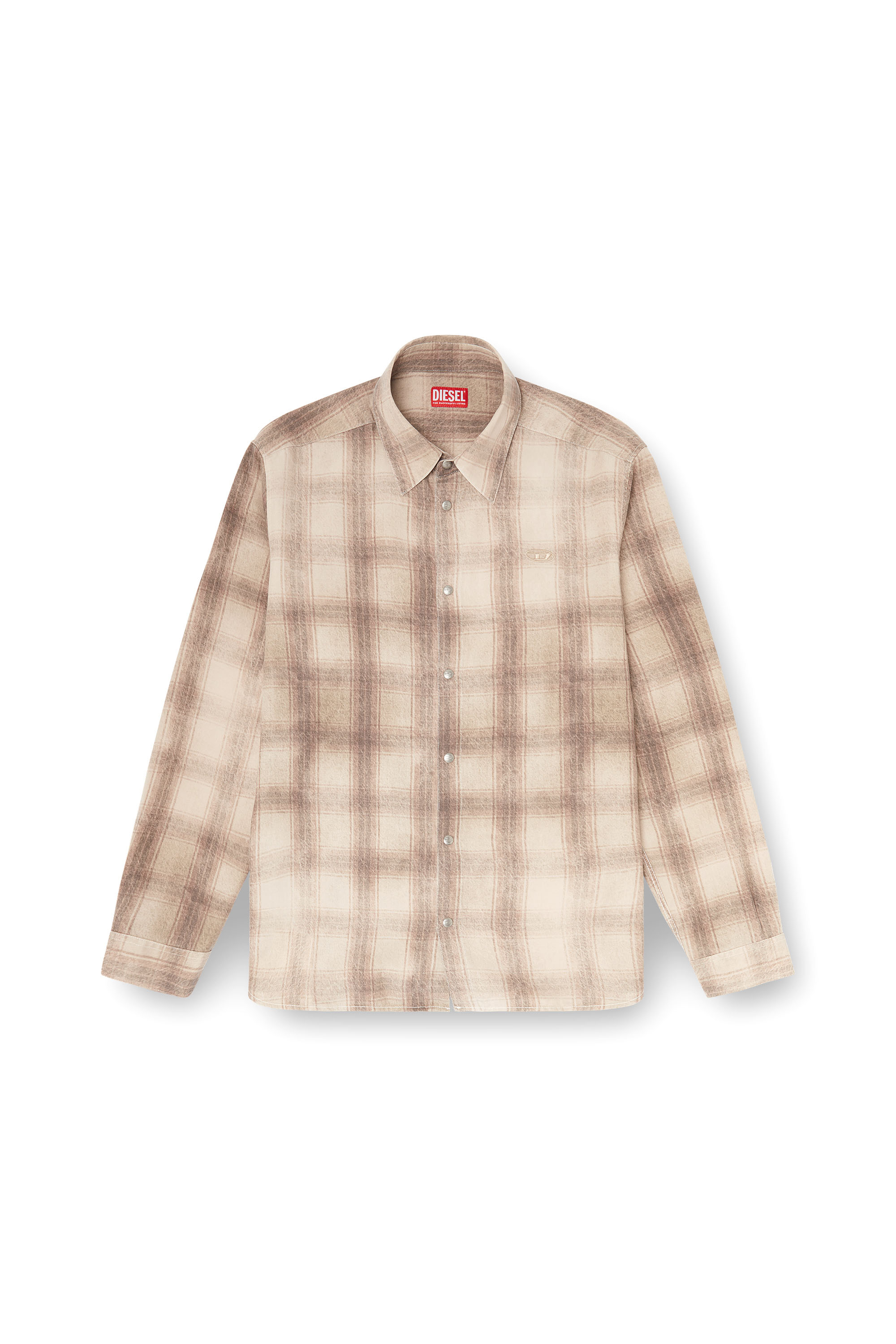 Diesel - S-SIMPLY-JMCM, Camisa de cuadros en tejido fluido Hombre in Marr&oacute;n - 2