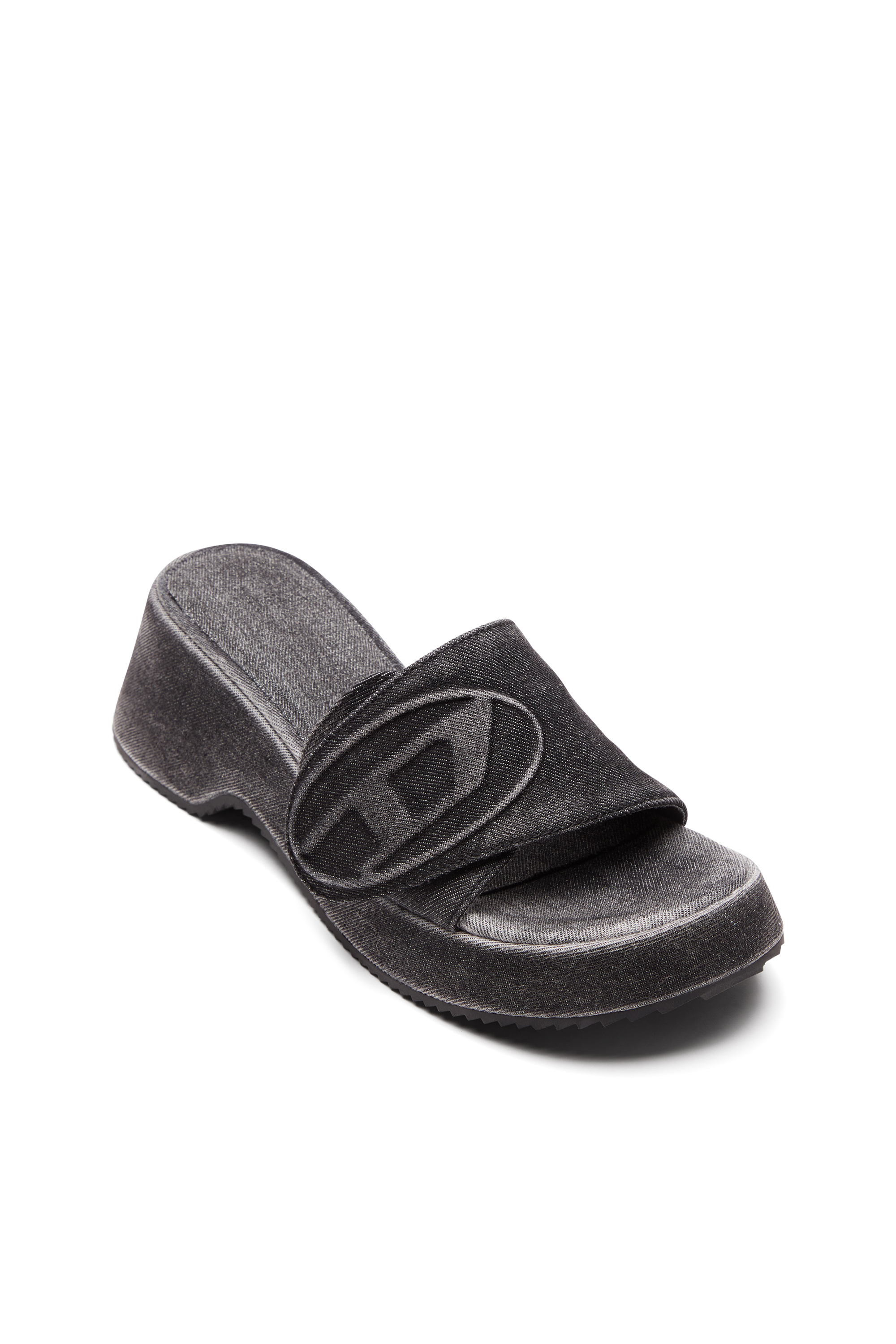 Diesel - SA-OVAL D PF W, Sa-Oval D-Chanclas de denim con correa Oval D Mujer in Negro - 6