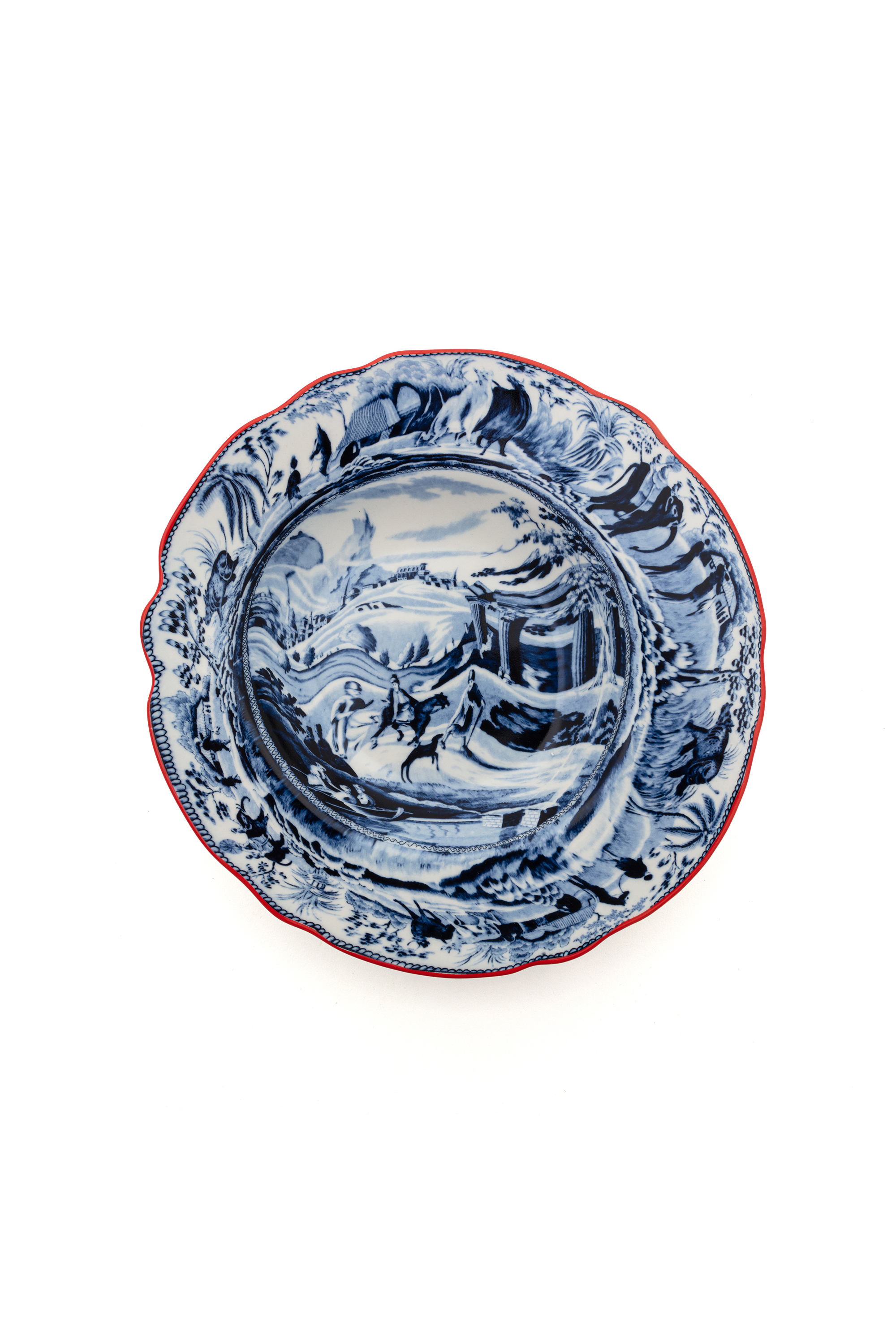 Diesel - 11220 SOUP PLATE IN PORCELAIN "CLASSIC O, Blanco/Azul marino - Image 1
