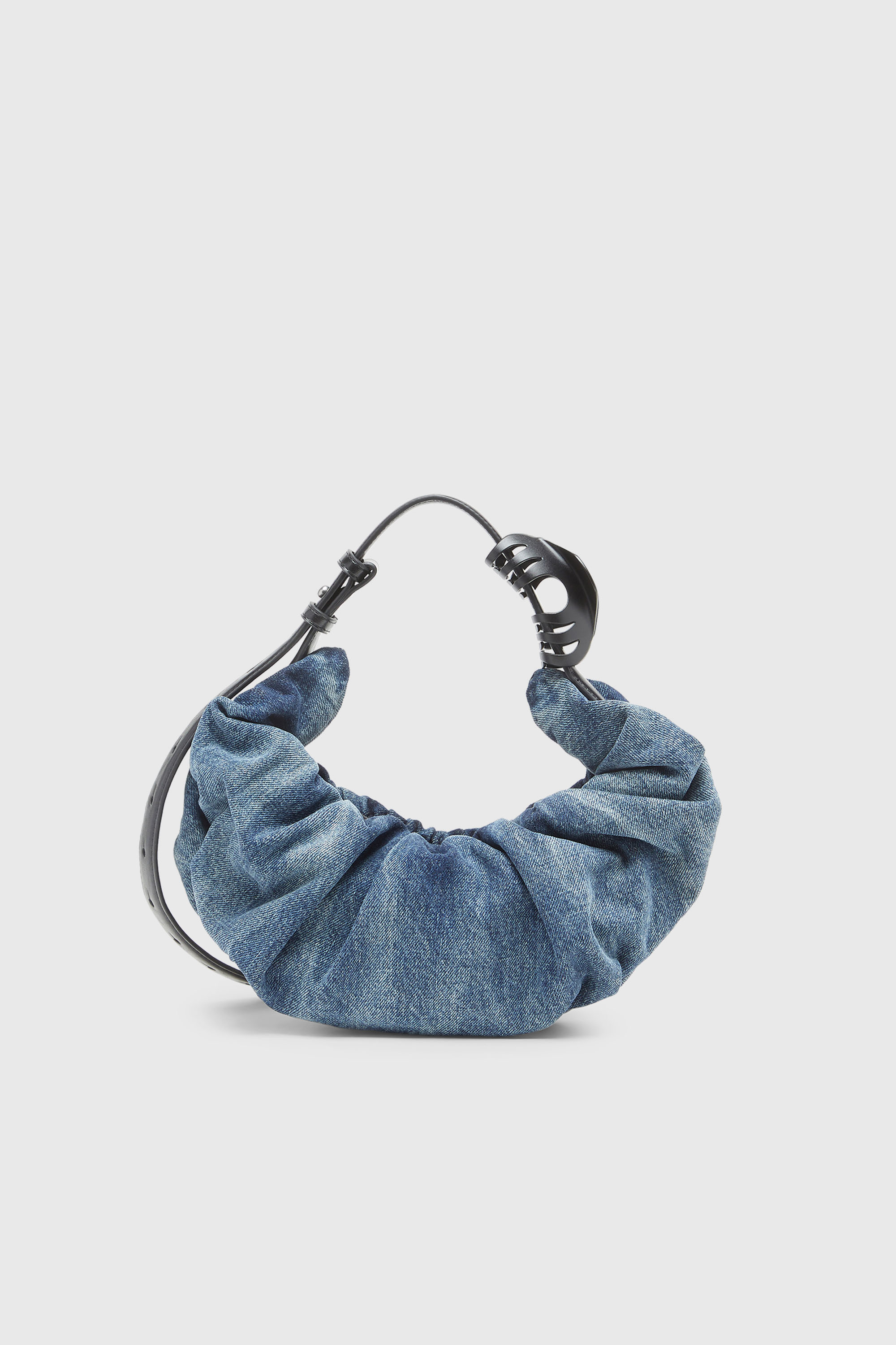 Diesel - GRAB-D HOBO S, Grab-D S-Bolso hobo peque&ntilde;o arrugado en denim tratado Mujer in Azul marino - 2