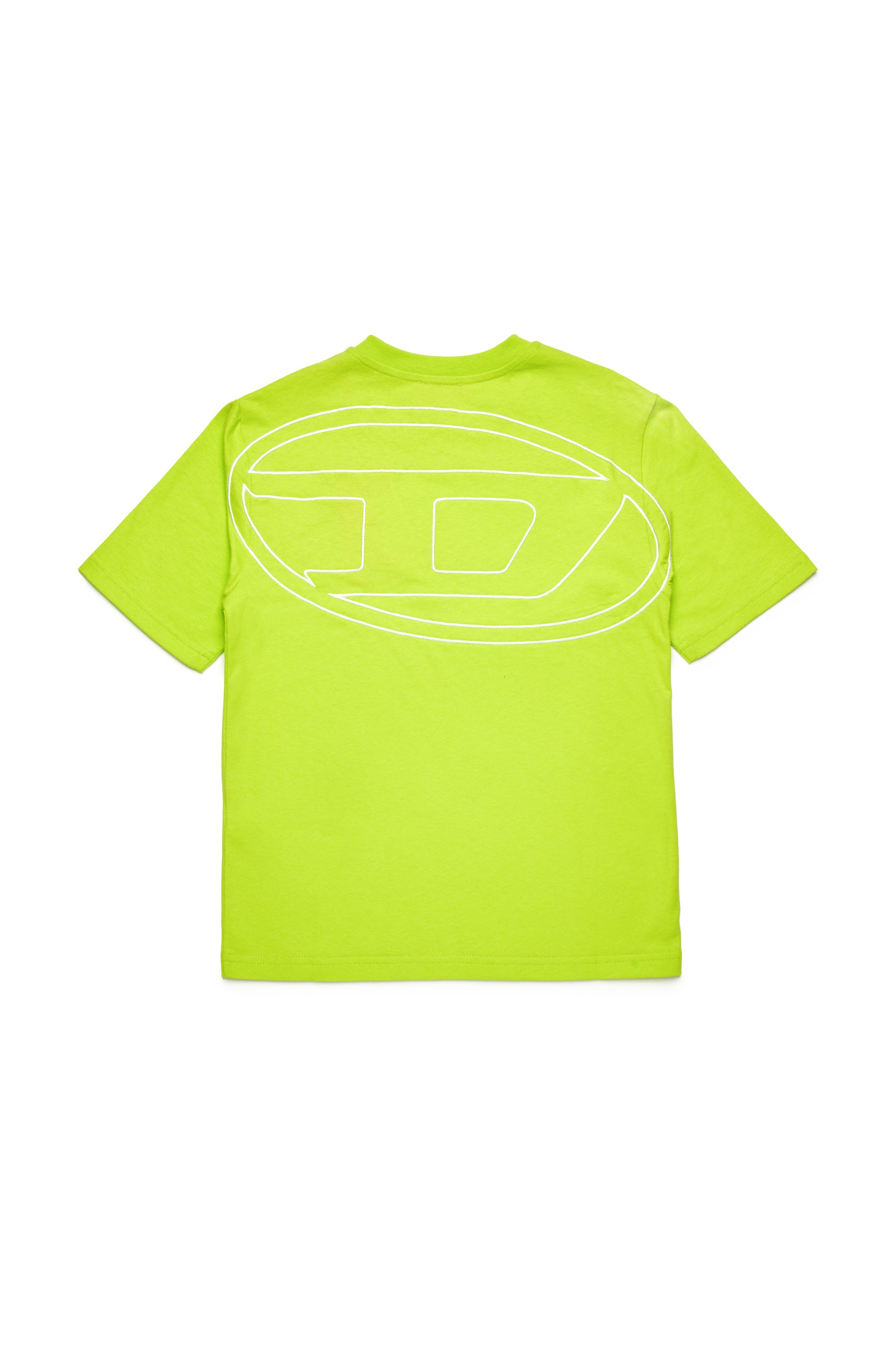 Diesel - TBOGGYMEGOVALD OVER, Man's T-shirt with mega Oval D embroidery in Green Fluo - 2