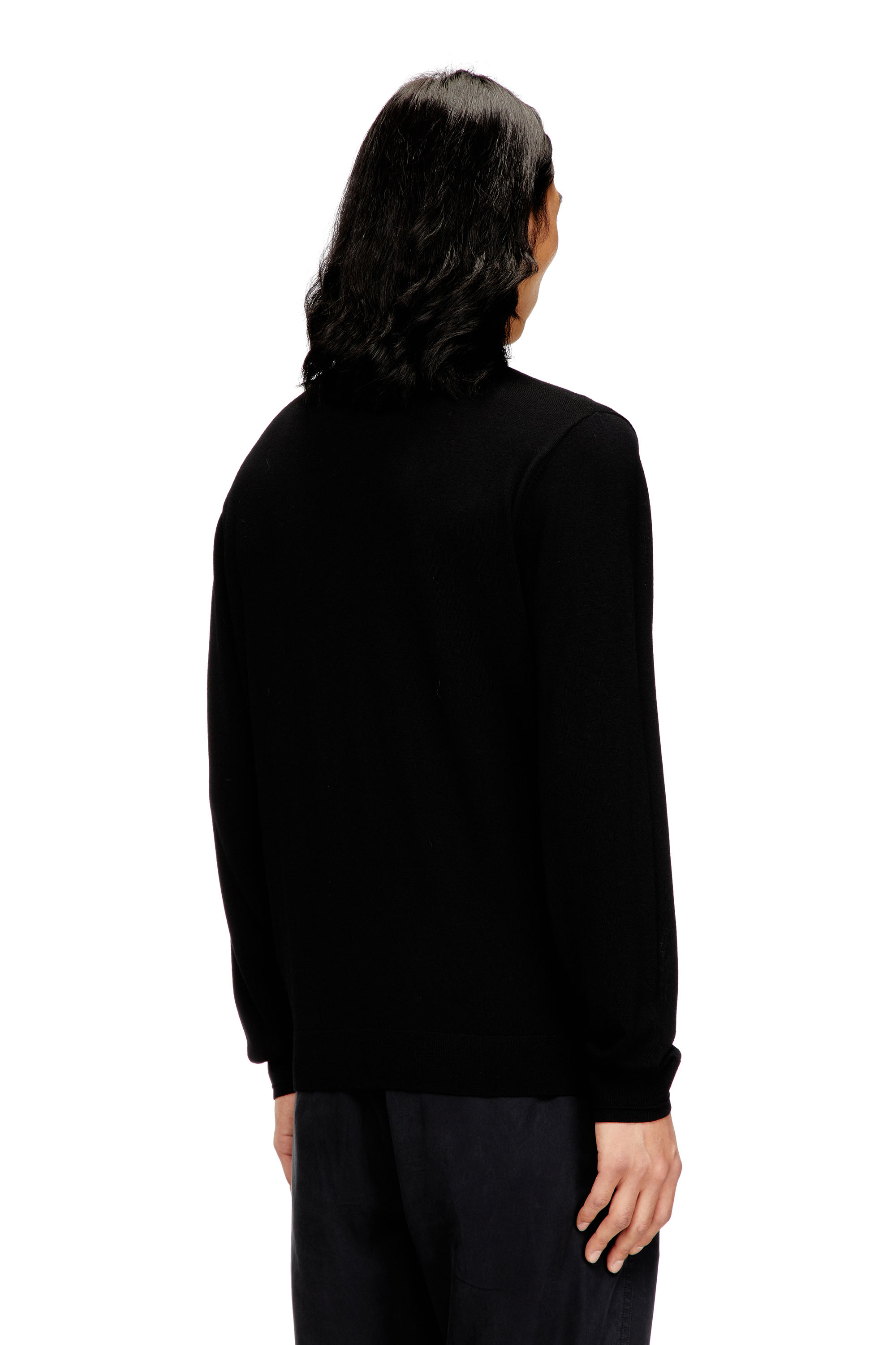 Diesel - K-VALIAM, Jersey de lana con logotipo recortado Hombre in Negro - 4