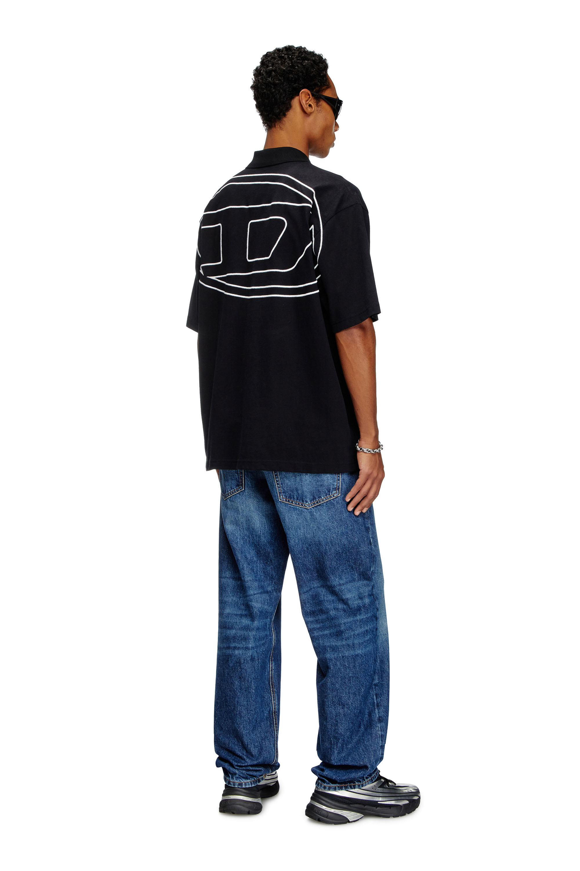 Diesel - T-VORT-MEGOVAL-D, Polo con bordado oval D grande Hombre in Negro - 2