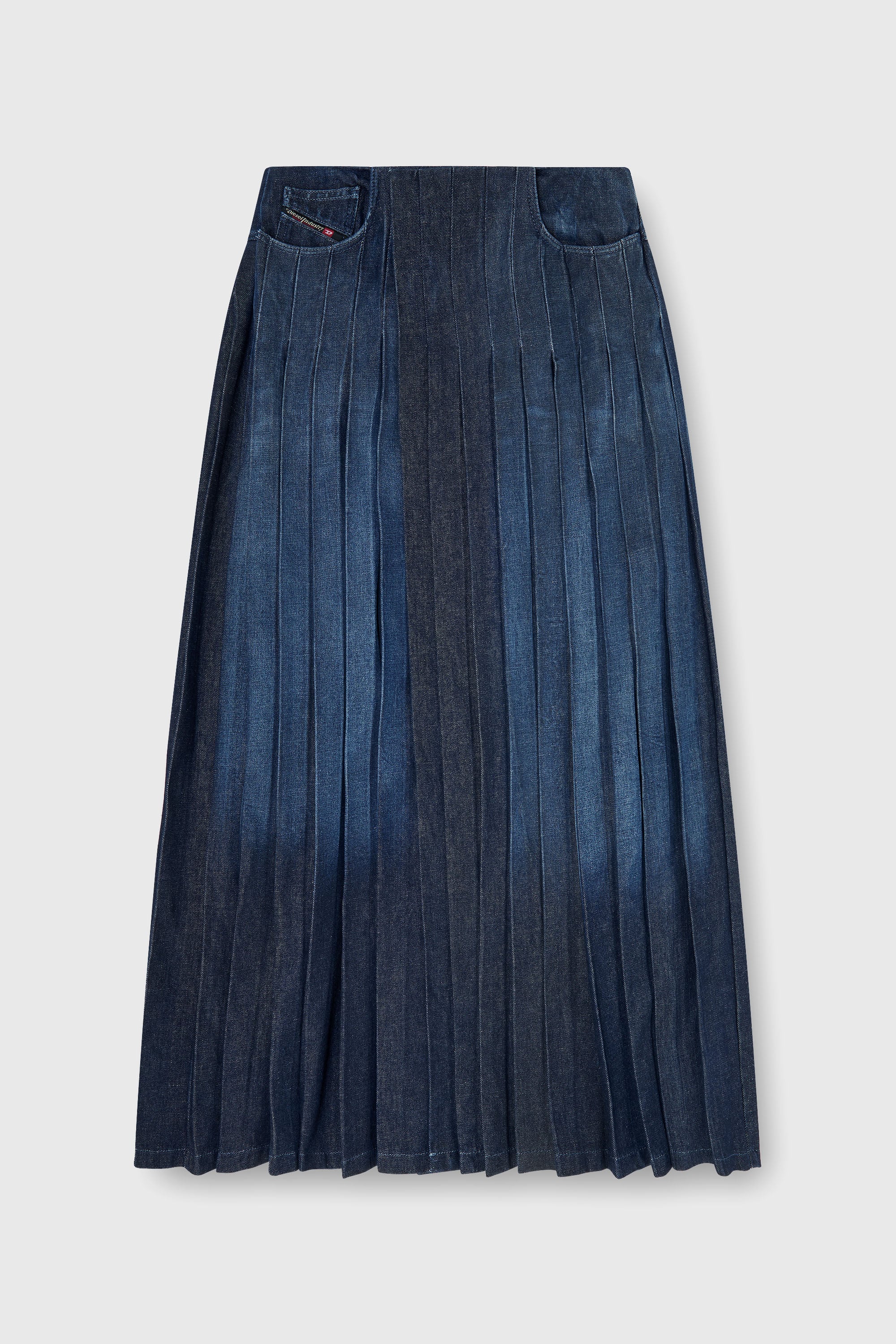 Diesel - D-QUILTY-FSJ1, Falda larga cruzada de denim plisado Unisex in ToBeDefined - 2