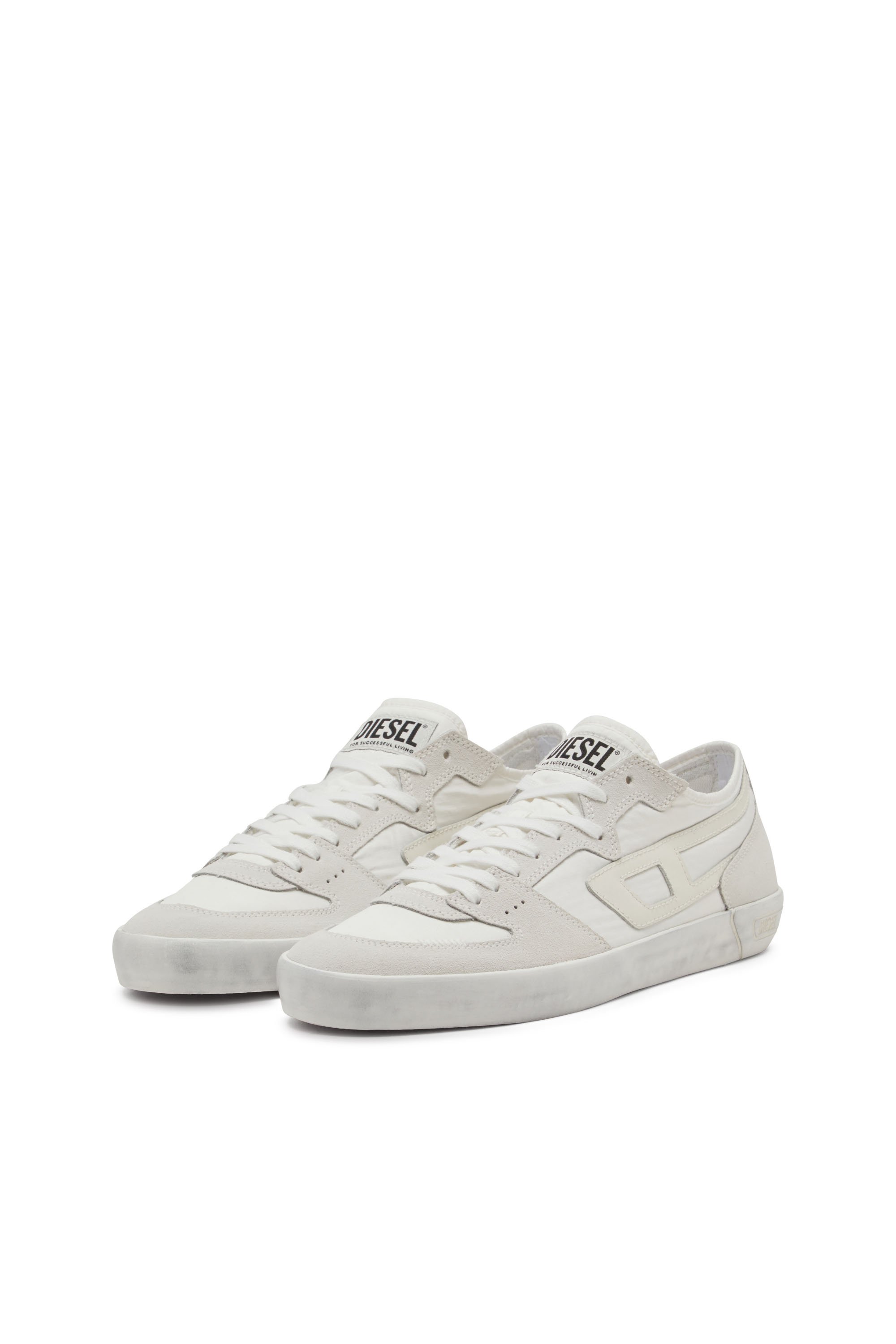 Diesel - S-LEROJI D-1 LOW, Deportivas de ripstop acolchado y gamuza Hombre in Blanco - 8