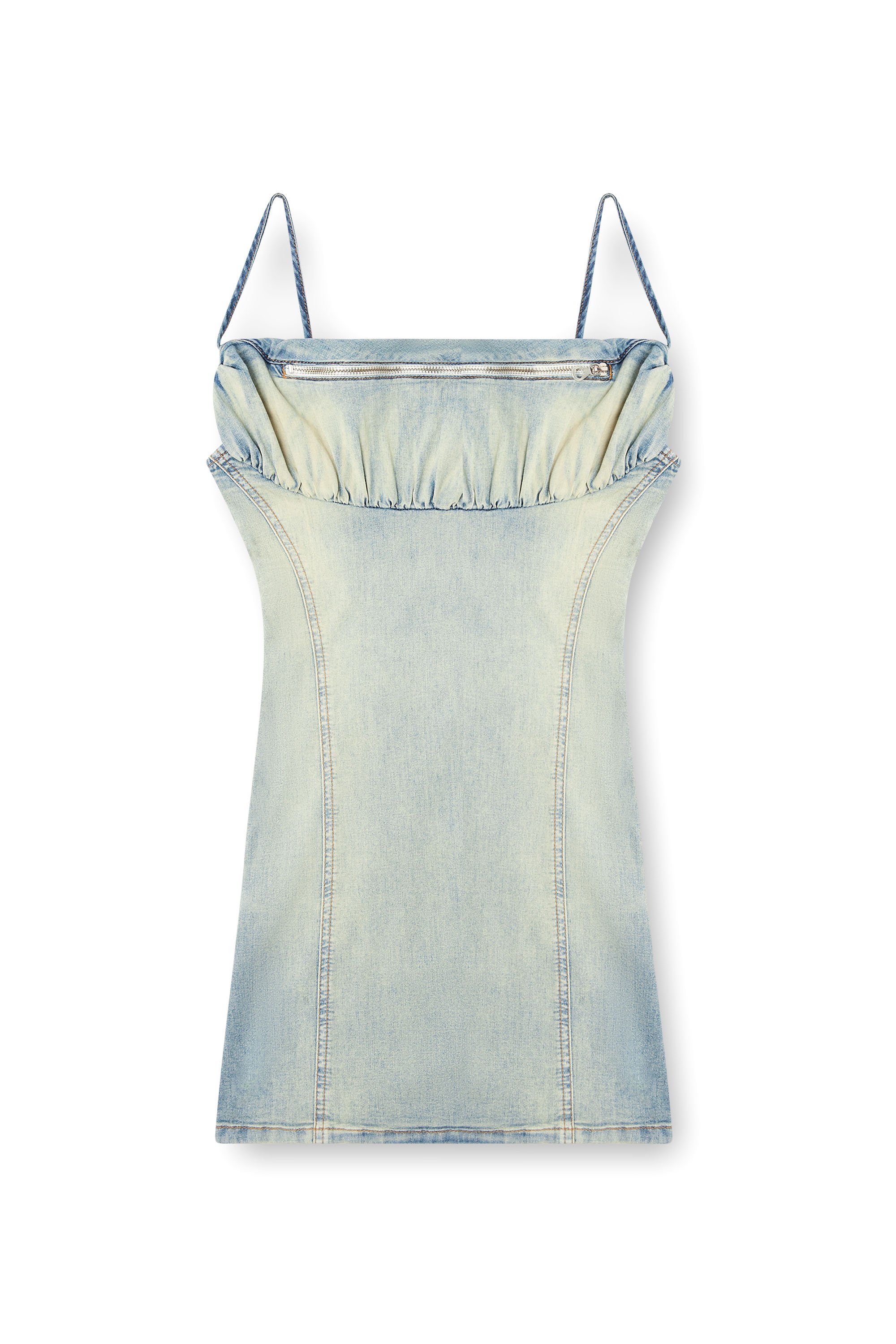 Diesel - DE-ELLIT-S, Vestido denim con detalle de riñonera Mujer in Azul marino - 3