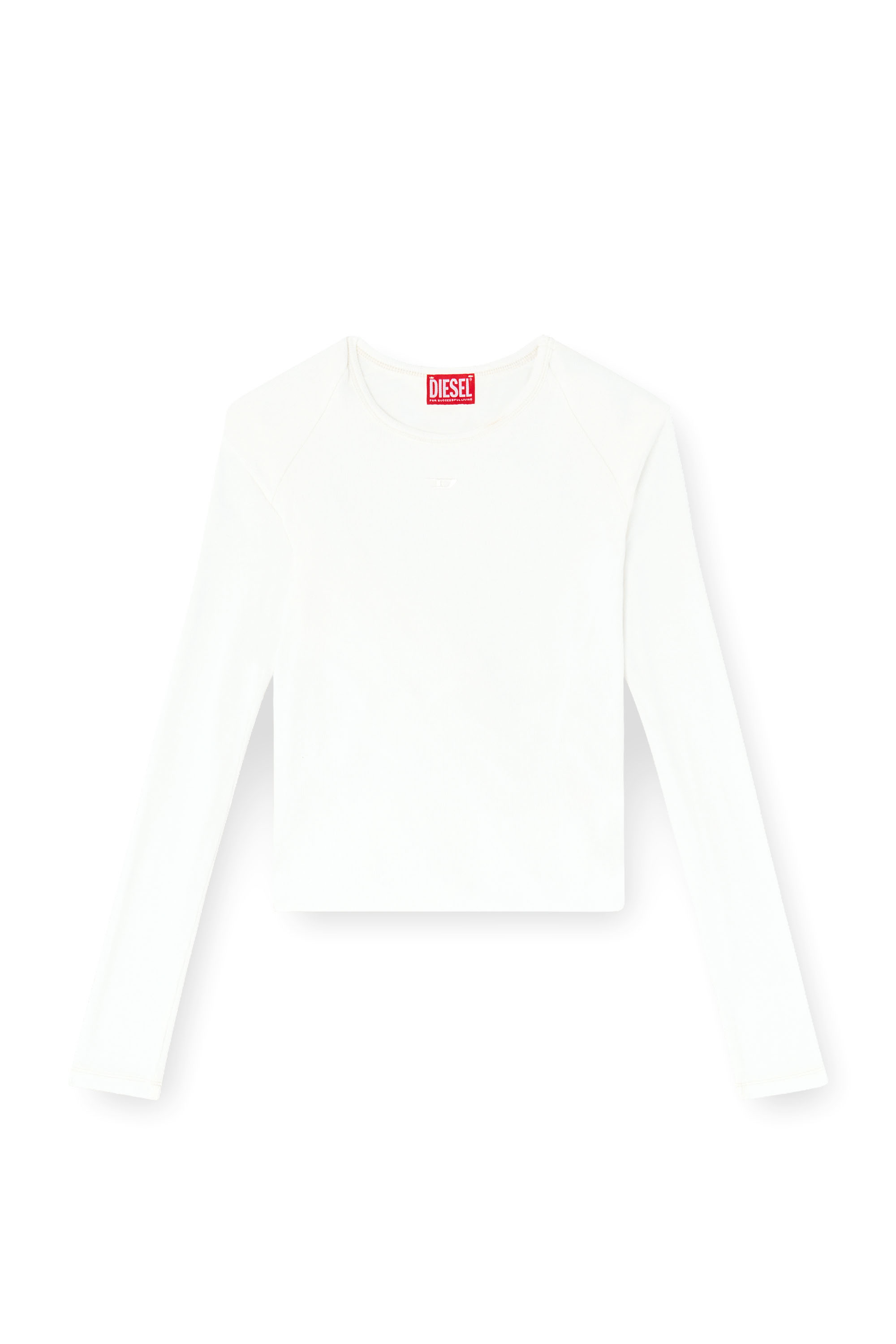 Diesel - T-ASAY-PL, Camiseta de manga larga fruncida en punto doble capa Mujer in Blanco - 4