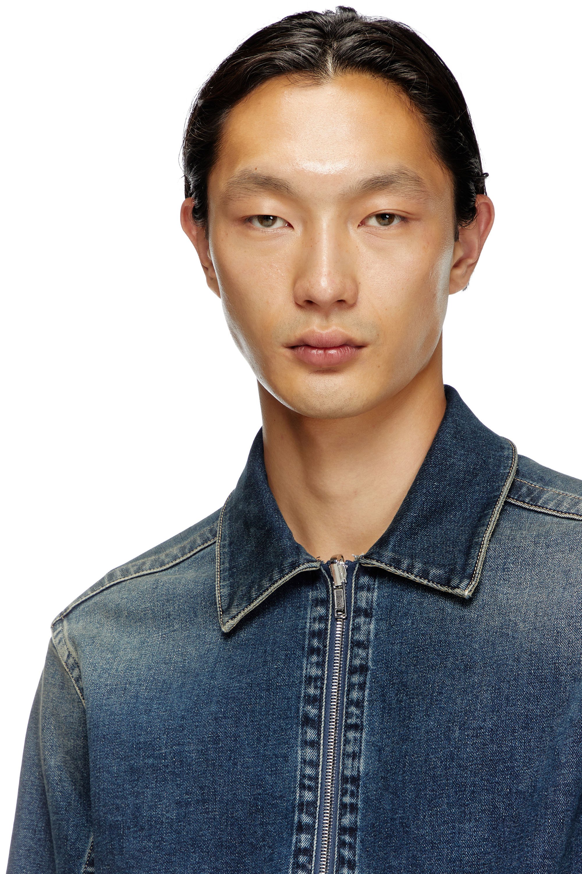 Diesel - D-SIMPLY-RE, Man's Zipped shirt in Rehab denim in Dark Blue - 5