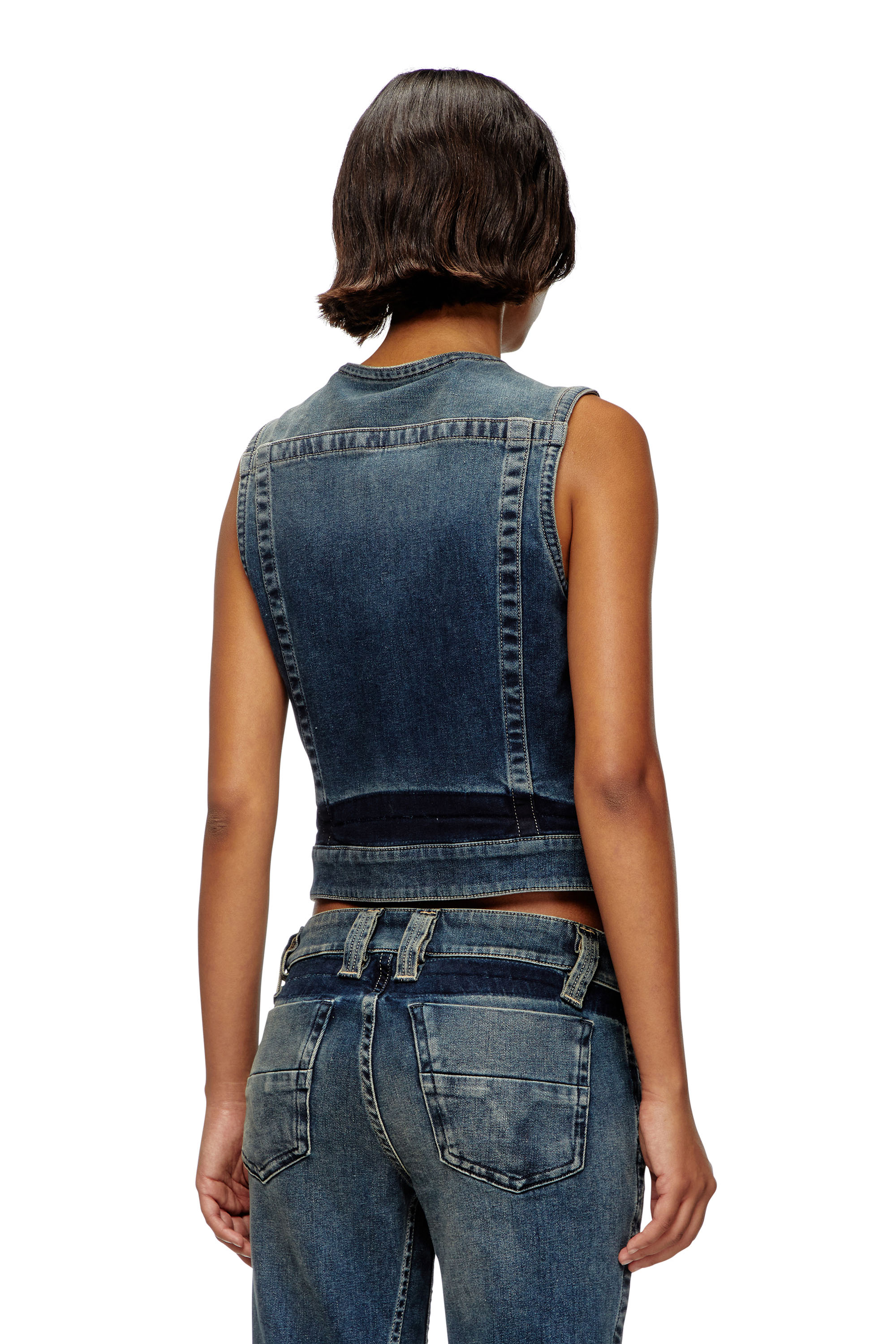 Diesel - DE-PROOF-RE, Top con cremallera de Rehab denim Mujer in Azul marino - 4