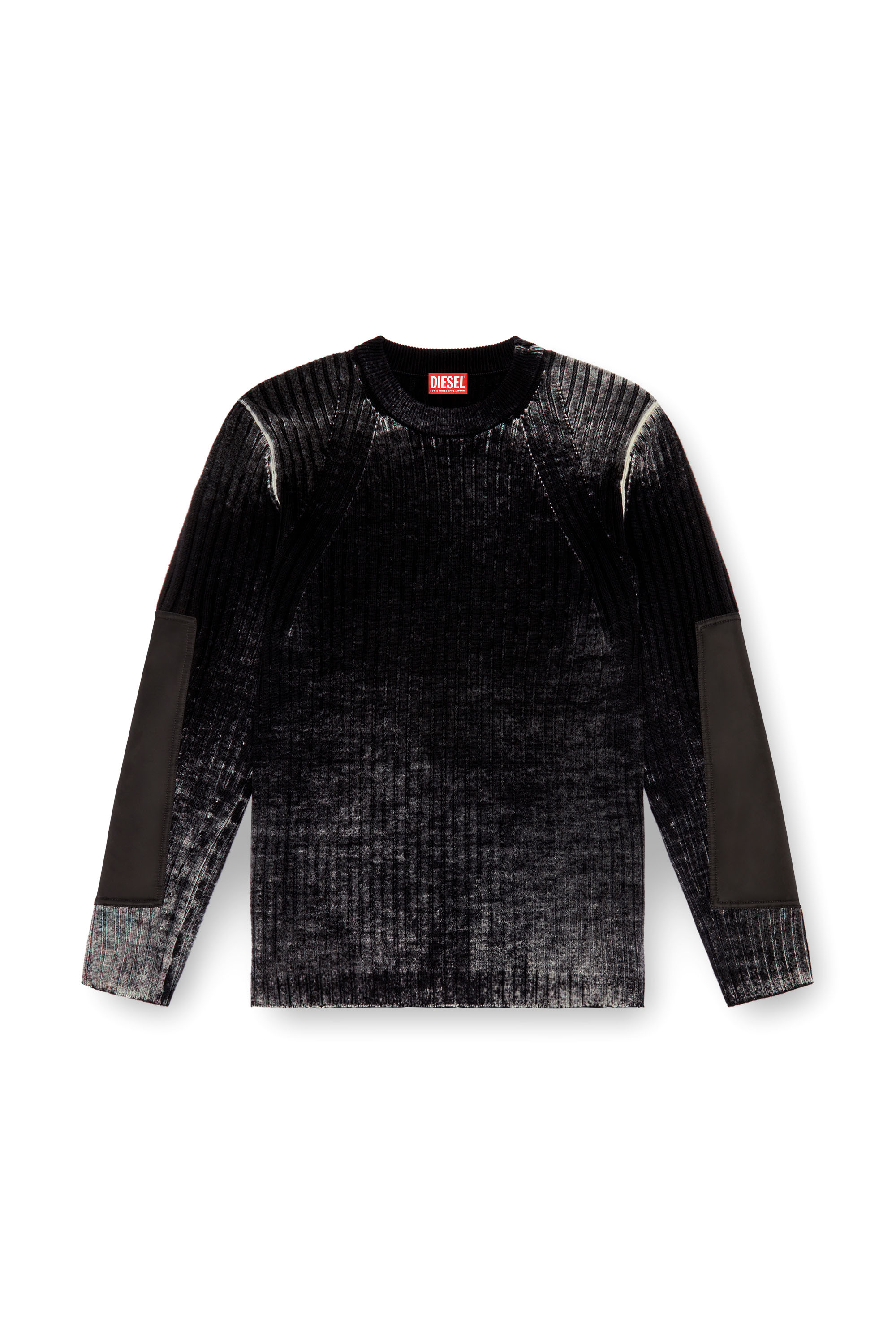 Diesel - K-RETRO, Hombre Jersey de lana con parches en los codos in Negro - Image 3