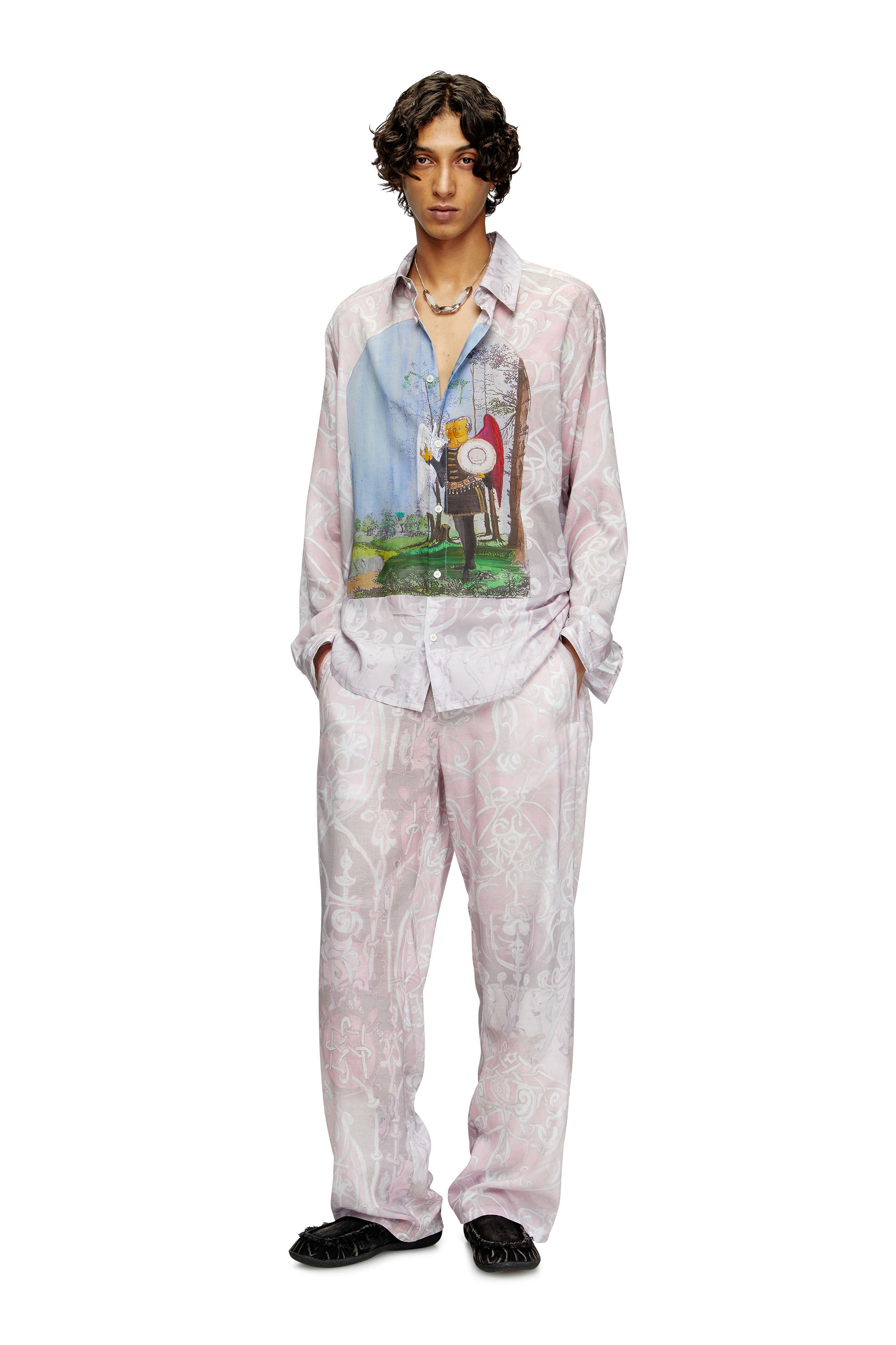 Diesel - S-SIMPLY-A-AJFW, Camisa con estampado medieval Unisex in Rosa - 1