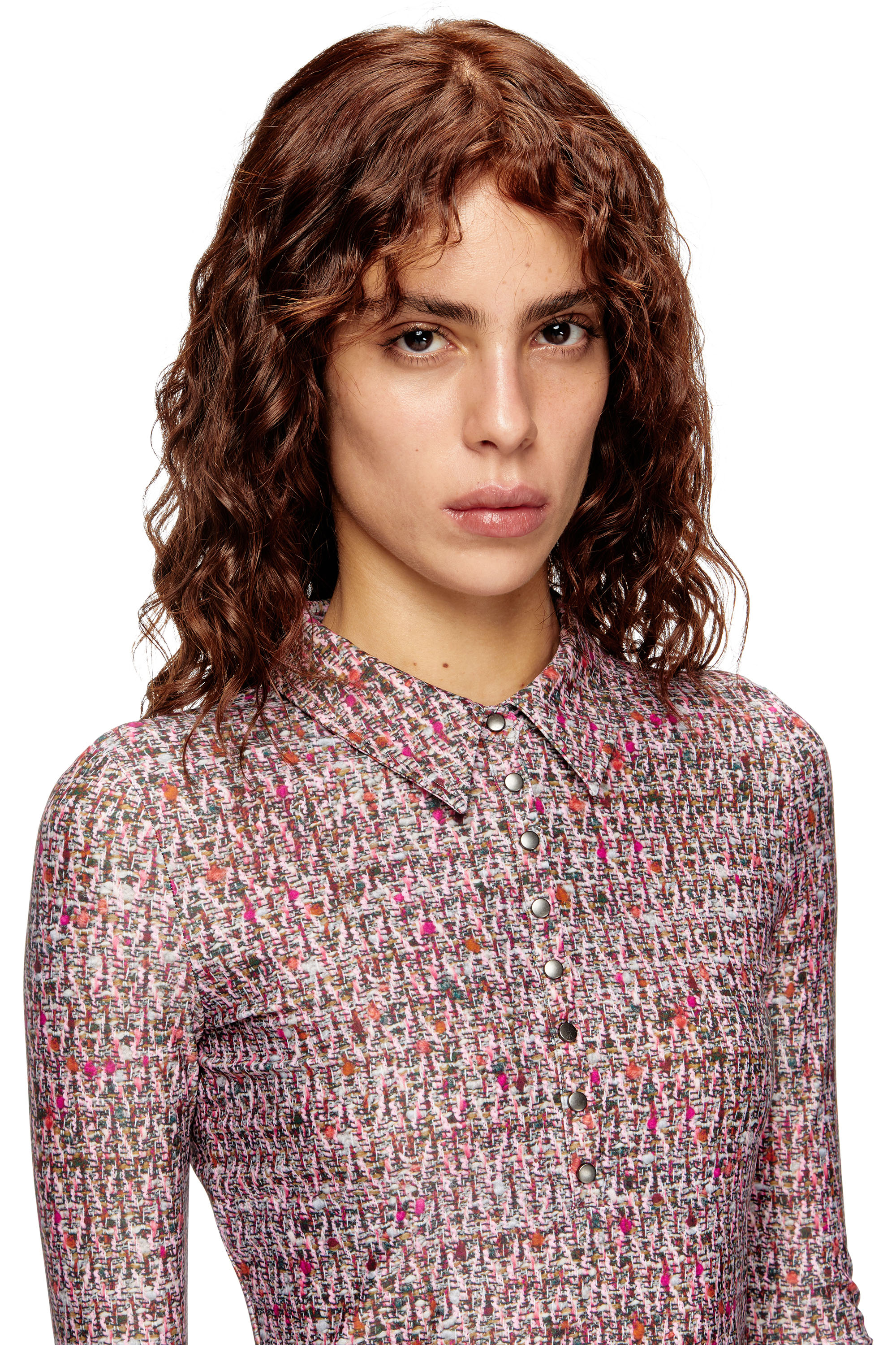 Diesel - D-POLYNA, Vestido de lycra con estampado de bouclé Mujer in Rosa - 5