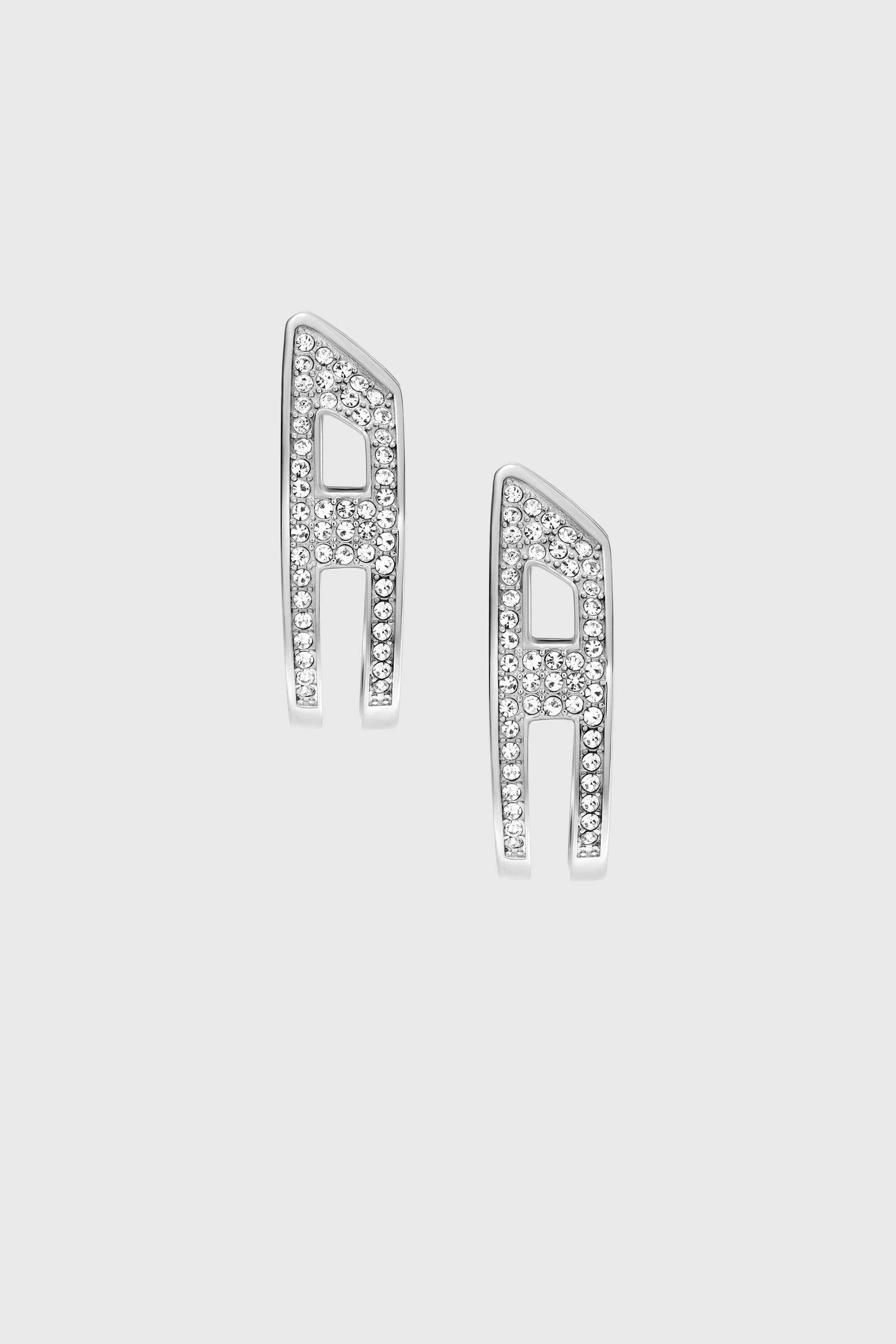 Diesel - DX1739040, Pendientes de aro de acero inoxidable con pav&eacute; Unisex in Plateado - 2