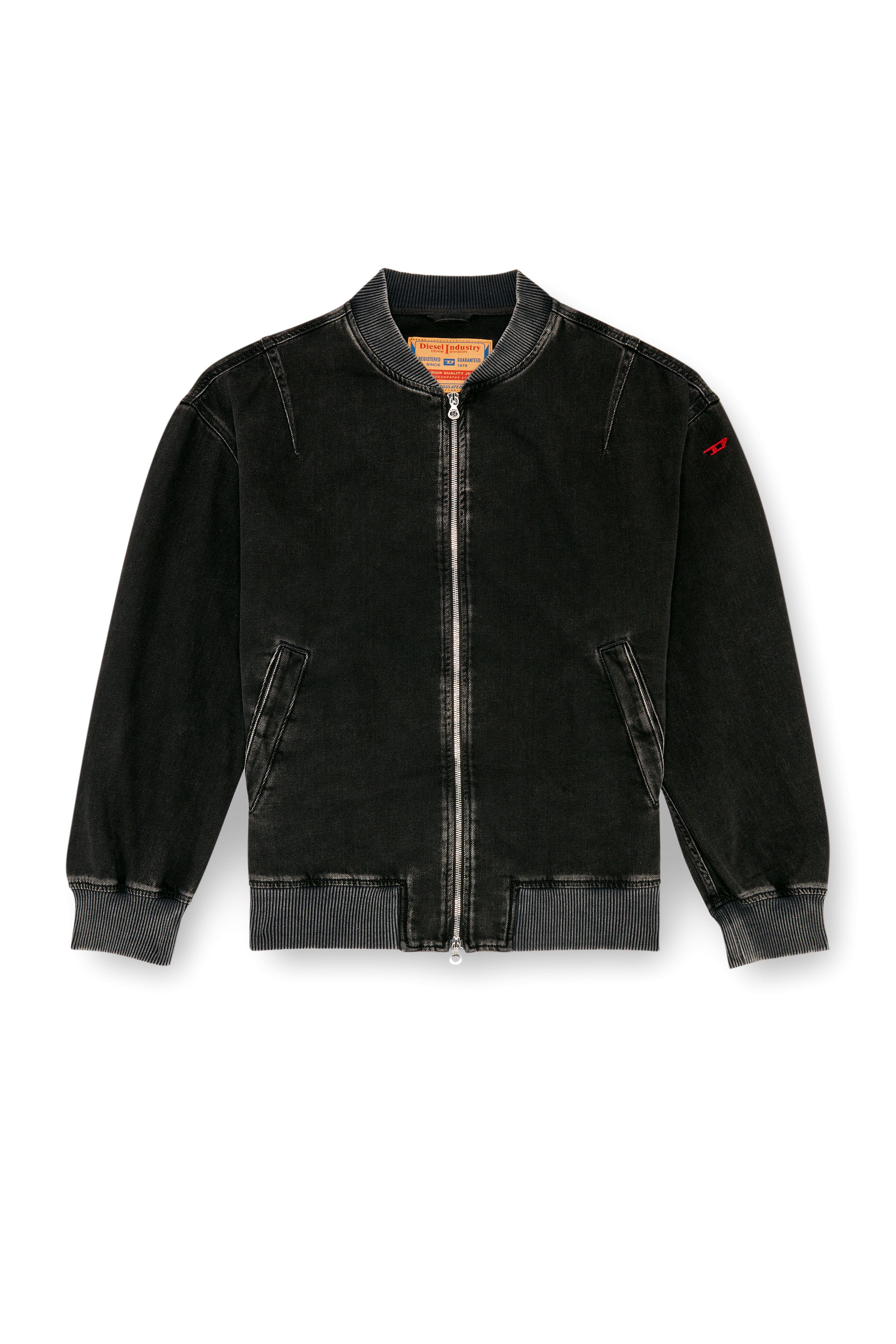Diesel - D-VINZ, Man Bomber jacket in clean-wash denim in Black - Image 3