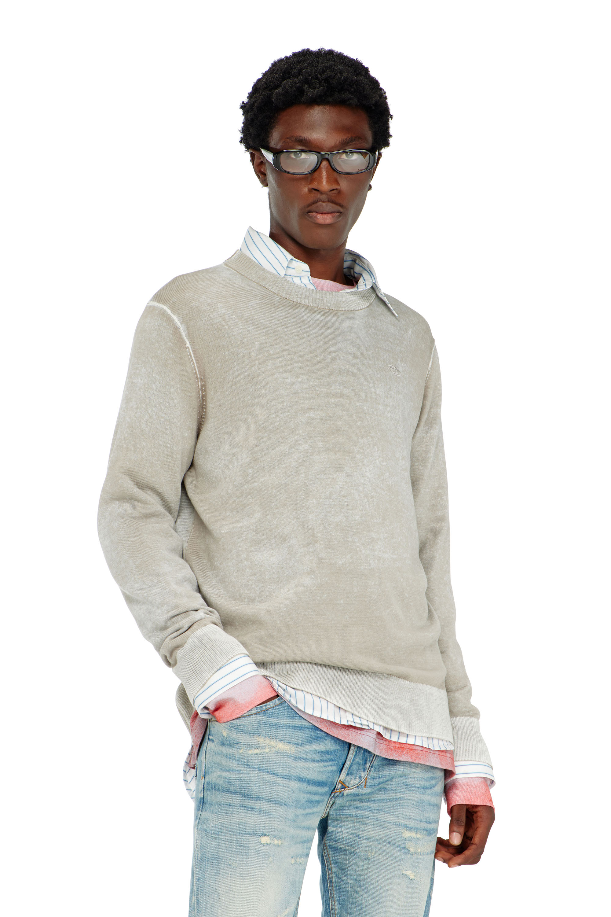 Diesel - K-LAURENT, Jersey con estampado inverso descolorido Hombre in Gris - 3