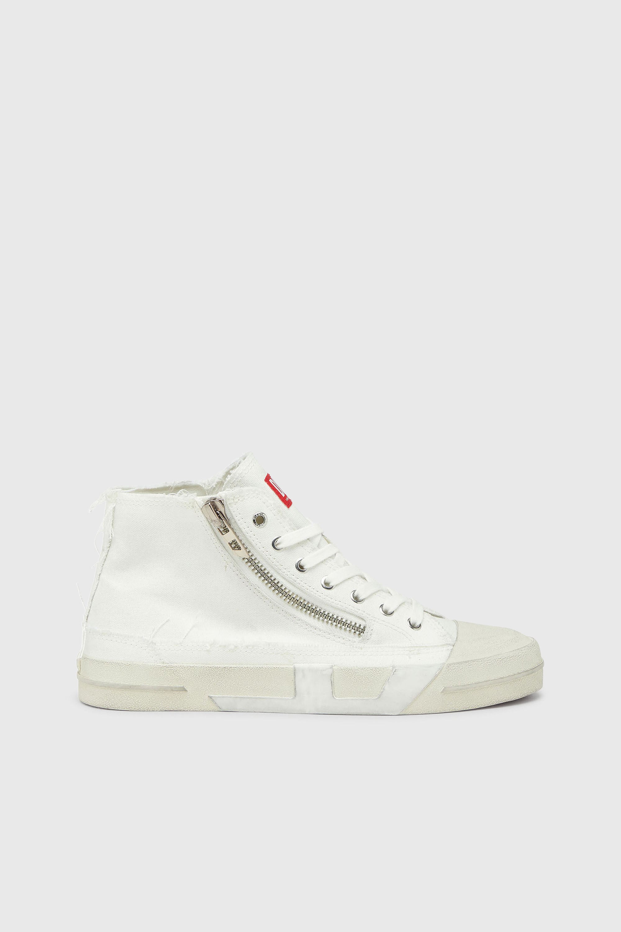 Diesel - S-D-VERSE ZIP MID II, S-D-Verse - Zapatillas de lona deshilachada con Logo D Hombre in Blanco - 1