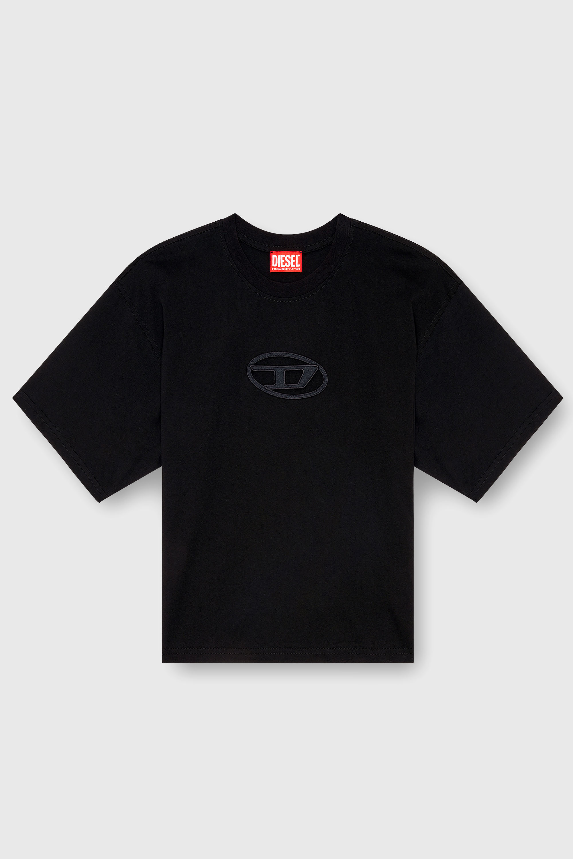 Diesel - T-BUXT-CROP-OD, Camiseta cuadrada con logotipo Oval D recortado Mujer in Negro - 2