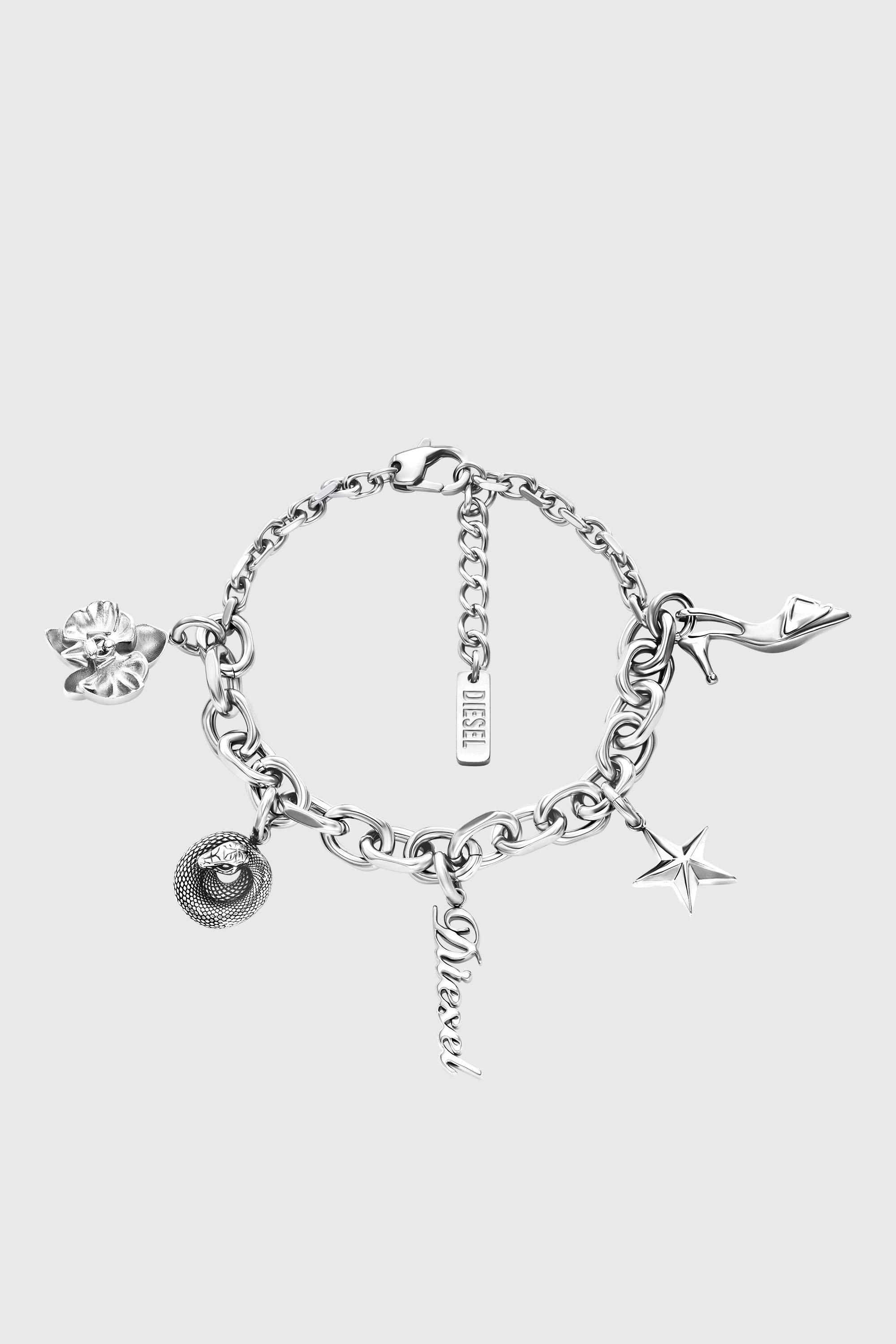 Diesel - DX1744040, Pulsera con charms de acero inoxidable Unisex in Plateado - 1