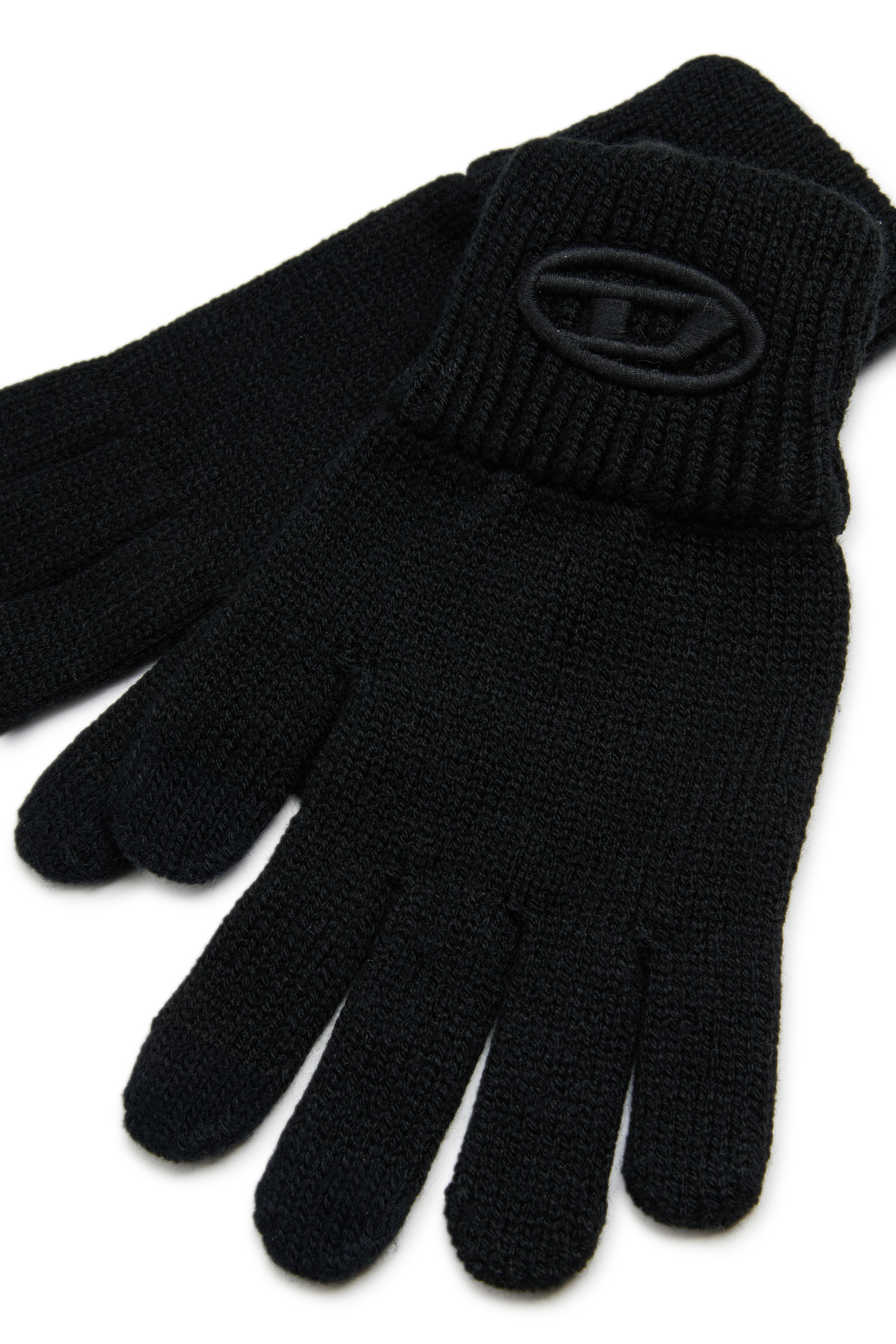 Diesel - NUTTI, Guantes de lana con logo Oval D Unisex in Negro - 2