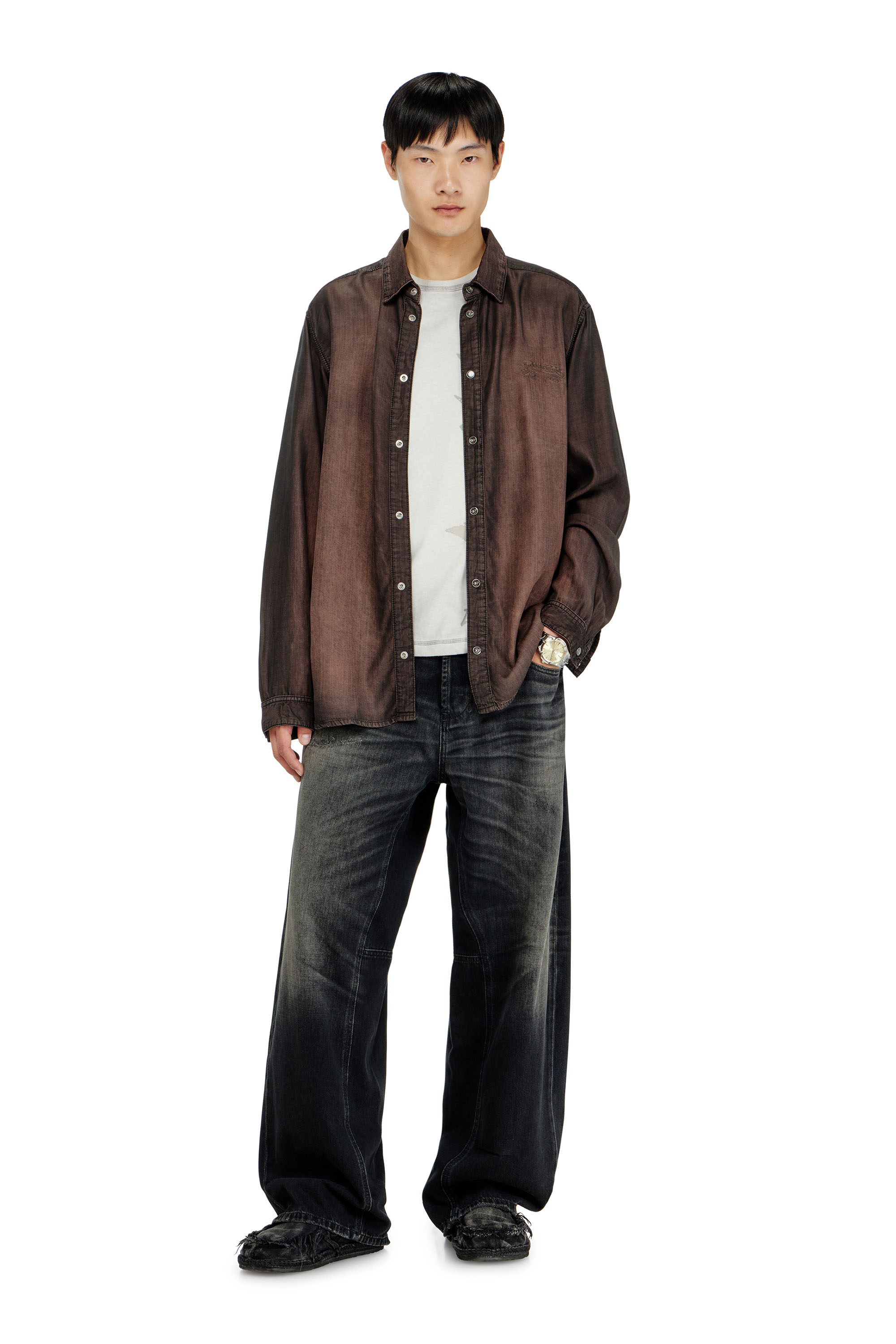 Diesel - T-RAWBISCO, Top sin mangas con gr&aacute;ficos en relieve Hombre in Gris - 2