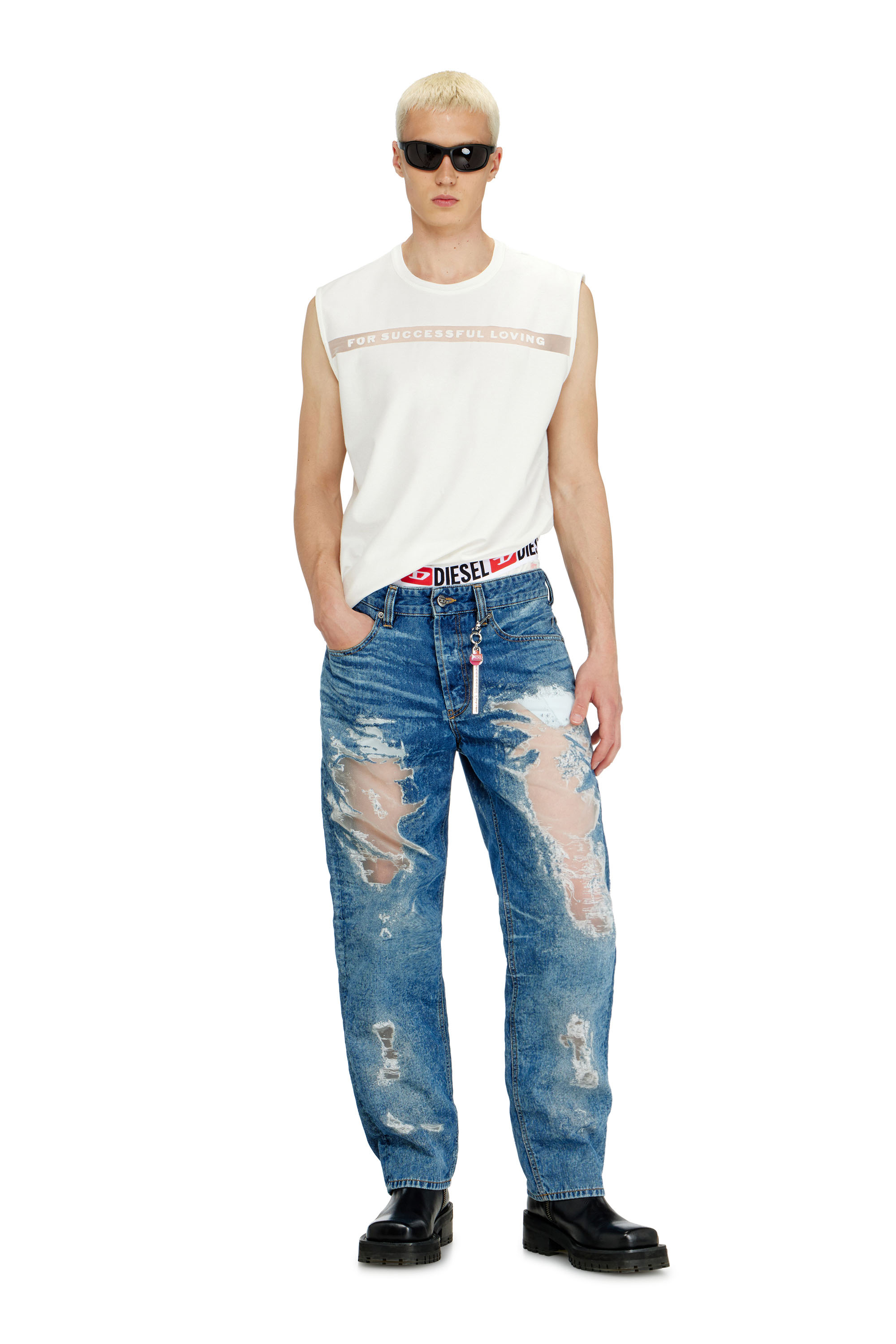 Diesel - PR-T-NORM-BISC-MATI-R, Camiseta de tirantes con logo For Successful Loving Unisex in Blanco - 4