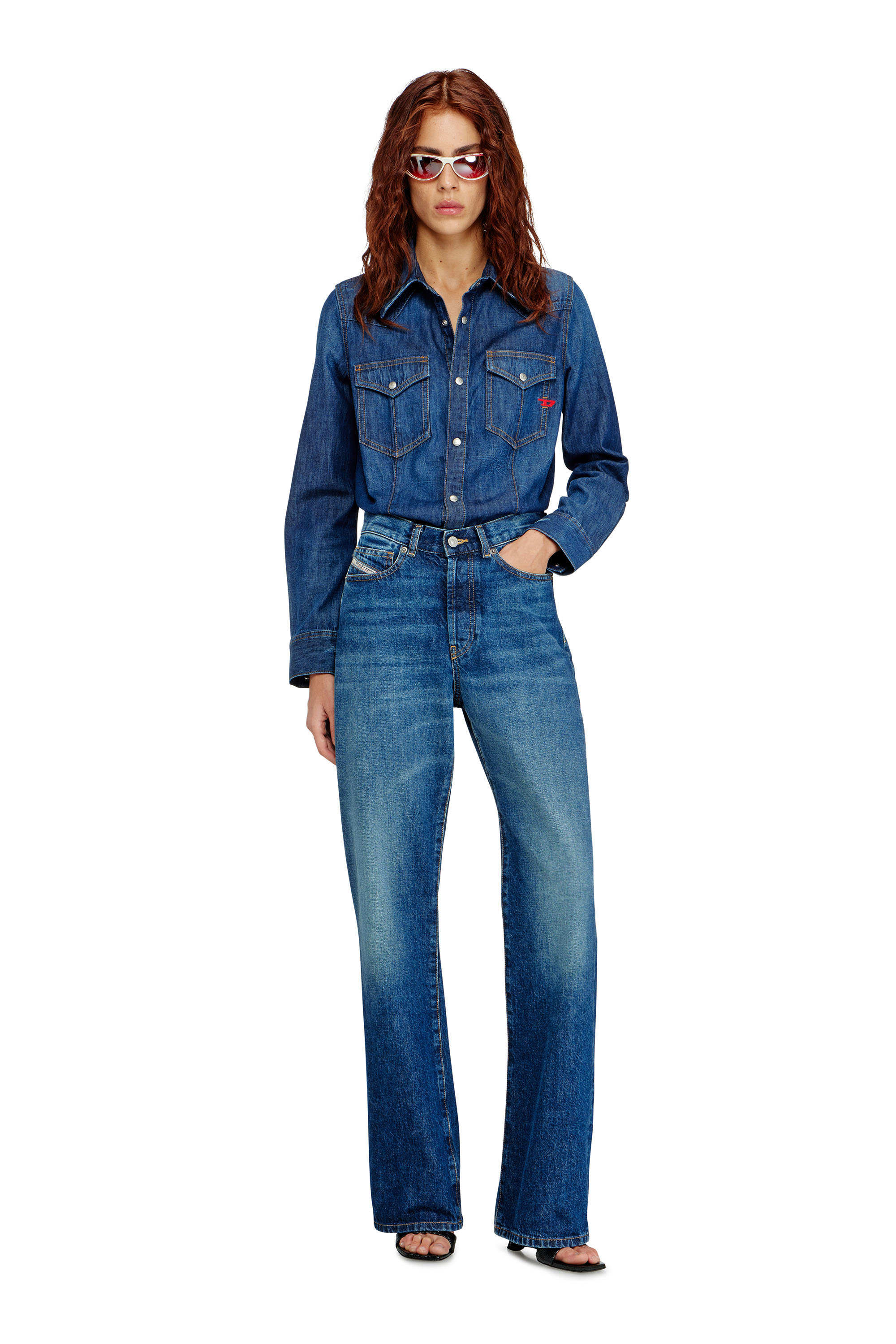 Diesel - DE-WAVES, Camisa vaquera de denim con lavado oscuro Mujer in Azul marino - 2
