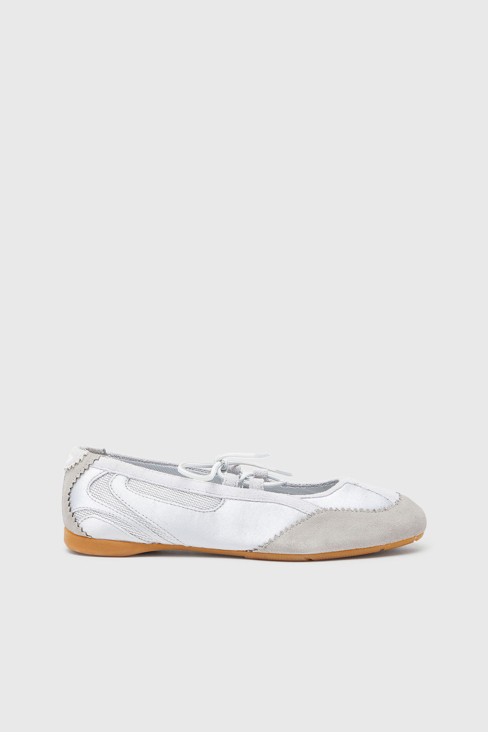 Diesel - D-MILE BALLERINA LACE UP II W, D-Mile - Bailarinas con cordones en piel y malla Mujer in Gris - 1