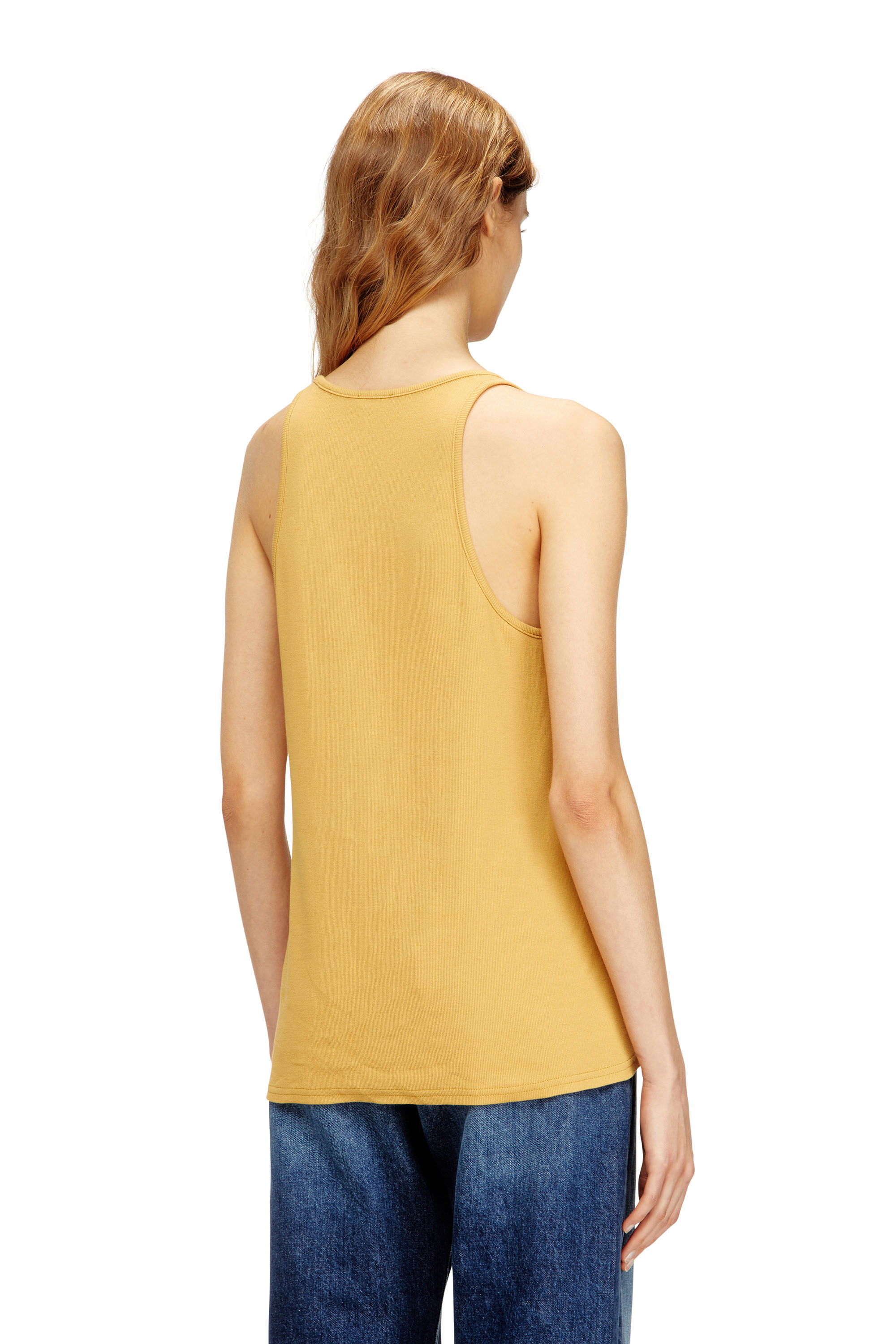 Diesel - T-IPSYA-LKDS, Camiseta con tirantes de canalé con Oval D Mujer in Naranja - 4