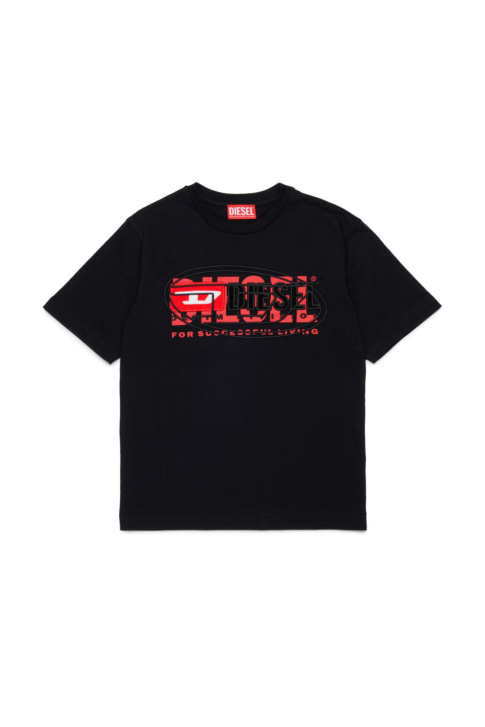 Diesel - TBOXT OVER, Camiseta con logotipos superpuestos Hombre in Negro - 1