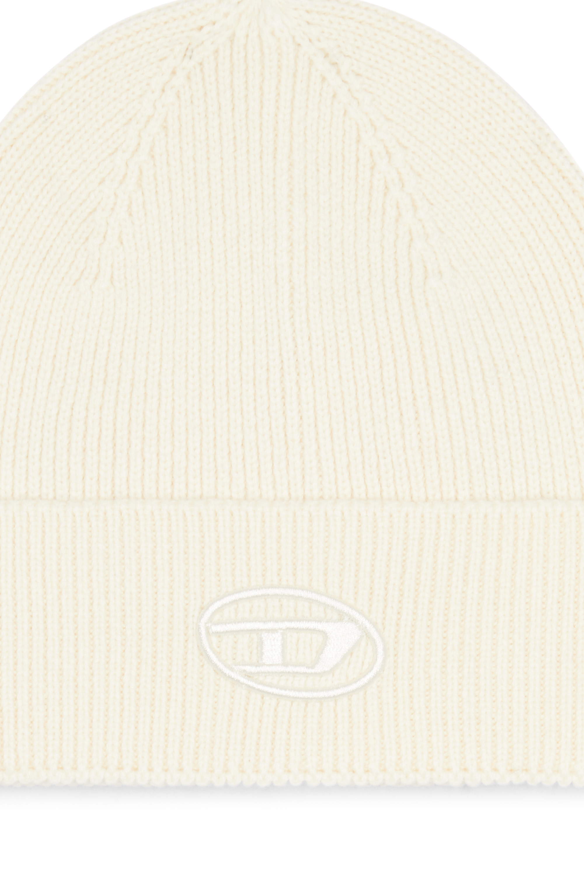 Diesel - K-CODER-FULLY B, Gorro en canalé con la D bordada Unisex in Blanco - 3