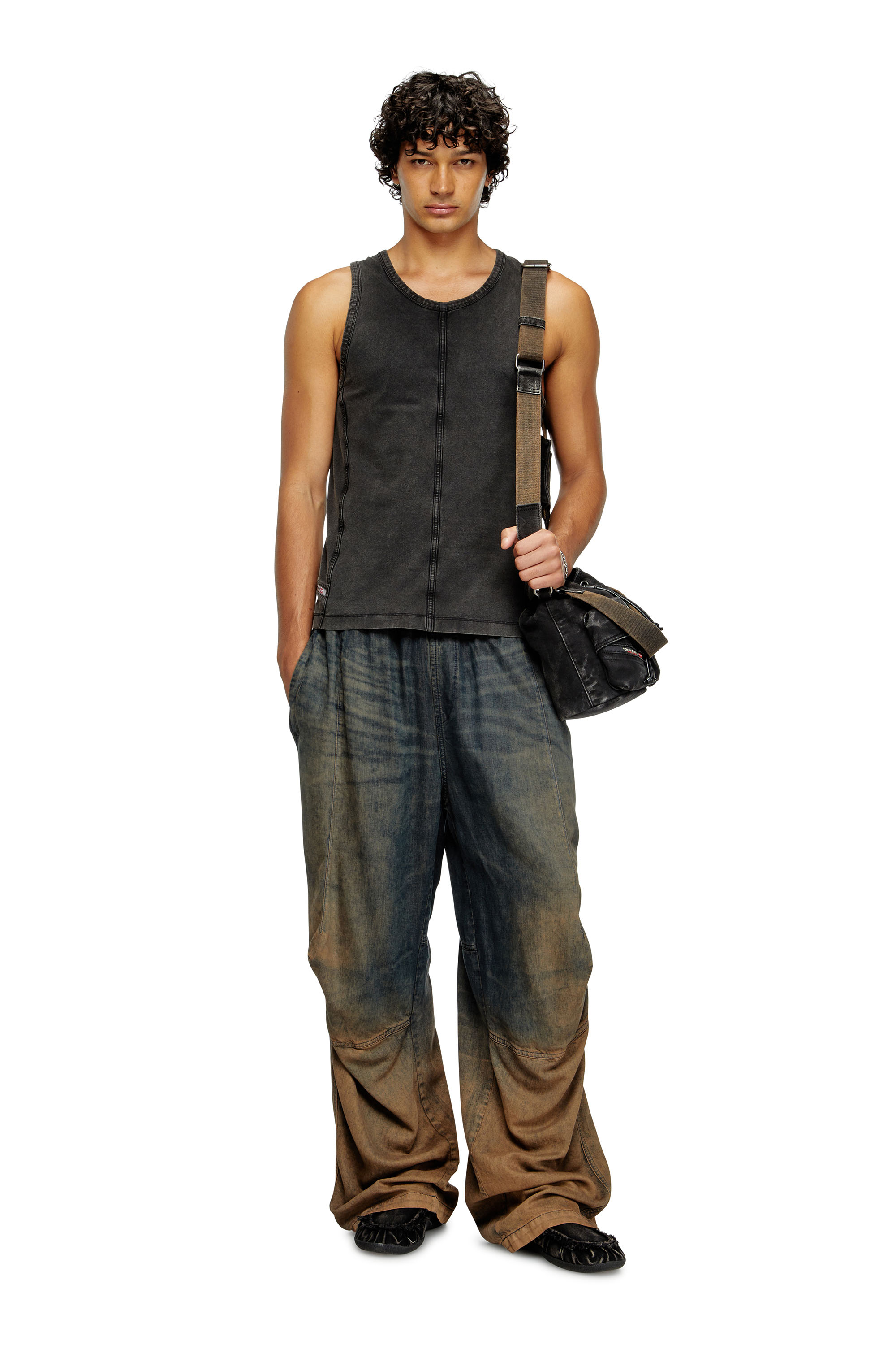 Diesel - T-MELY-SL, Camiseta de tirantes en tejido de punto de aspecto denim Hombre in ToBeDefined - 2