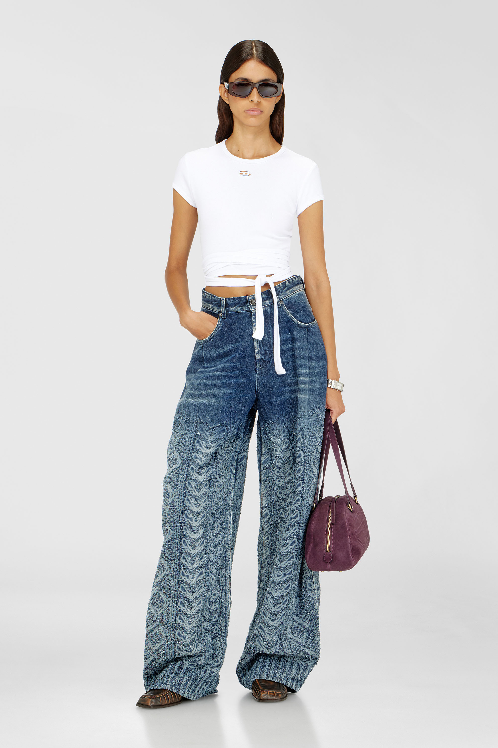 Diesel - T-BUNNY-TAIL-S1, Top de canal&eacute; con cordones envolventes Mujer in Blanco - 2