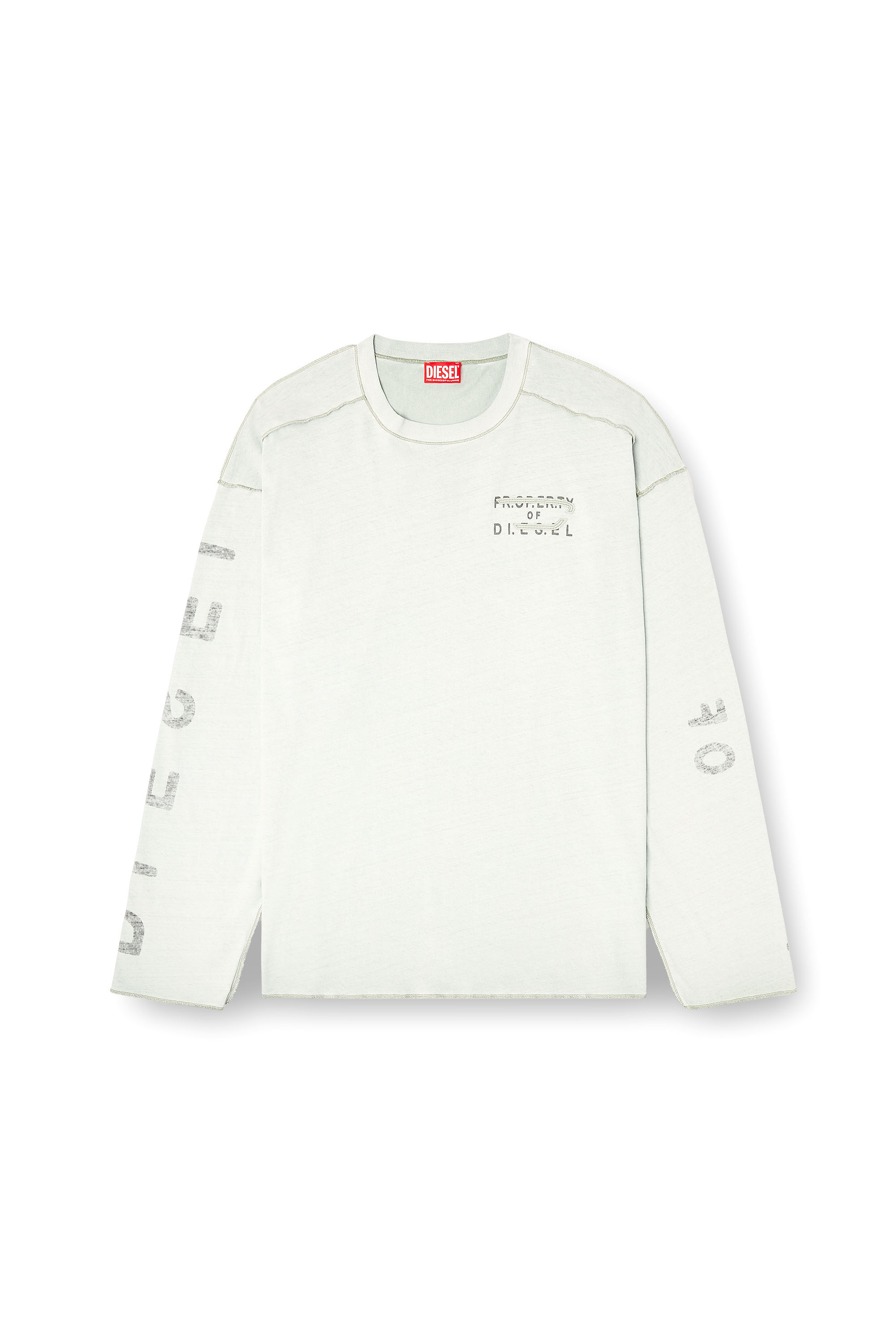 Diesel - T-LOOK-LS, Camiseta de manga larga relajada con mangas estampadas Hombre in Gris - 2