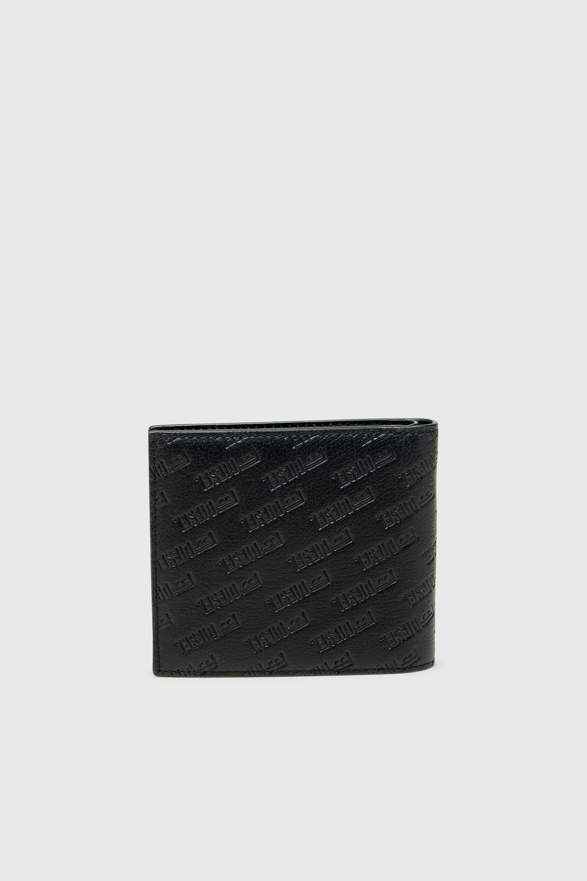 Diesel - MONOGRAM BI-FOLD COIN S 3D, Cartera de cuero plegable con logo all-over repujado Hombre in Negro - 2
