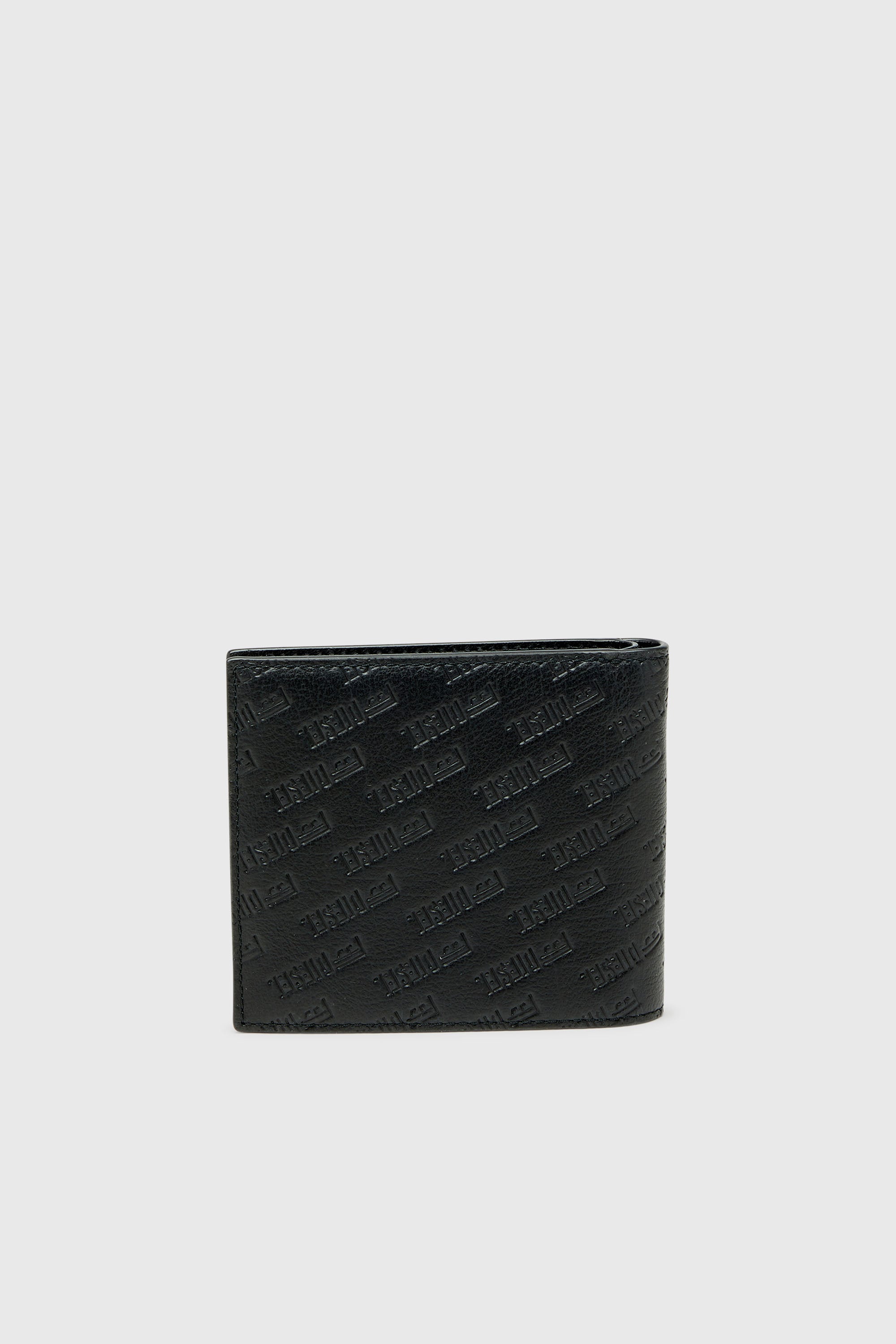 Diesel - MONOGRAM BI-FOLD COIN S 3D, Cartera de cuero plegable con logo all-over repujado Hombre in Negro - 2