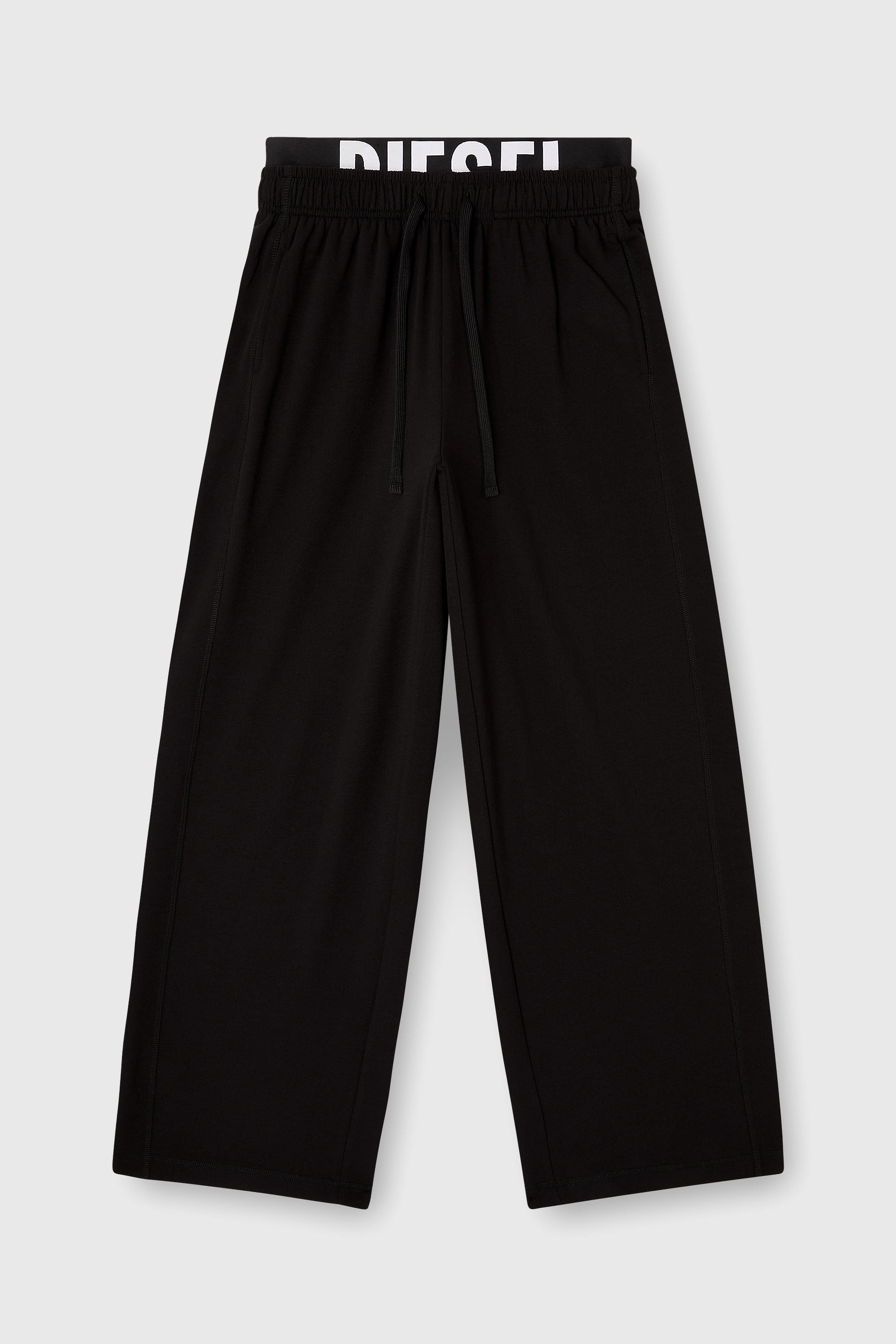 Diesel - LESLIE-D-POP, Pantalones de ch&aacute;ndal de felpa de algod&oacute;n con cinturilla con logo Mujer in Negro - 2