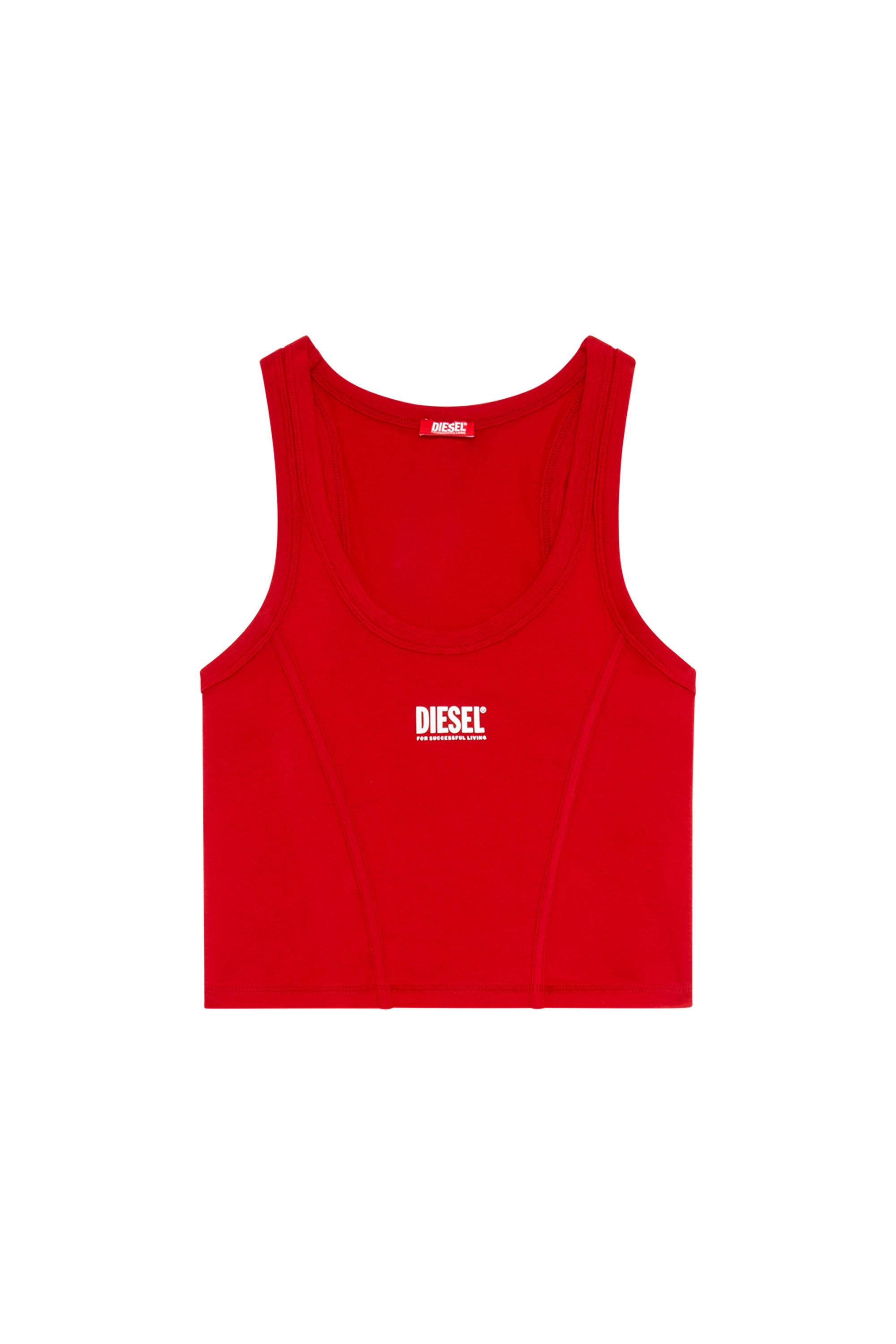 Diesel - UFTK-ALINKA, Camiseta de tirantes con estampado en el pecho Mujer in Rojo - 1