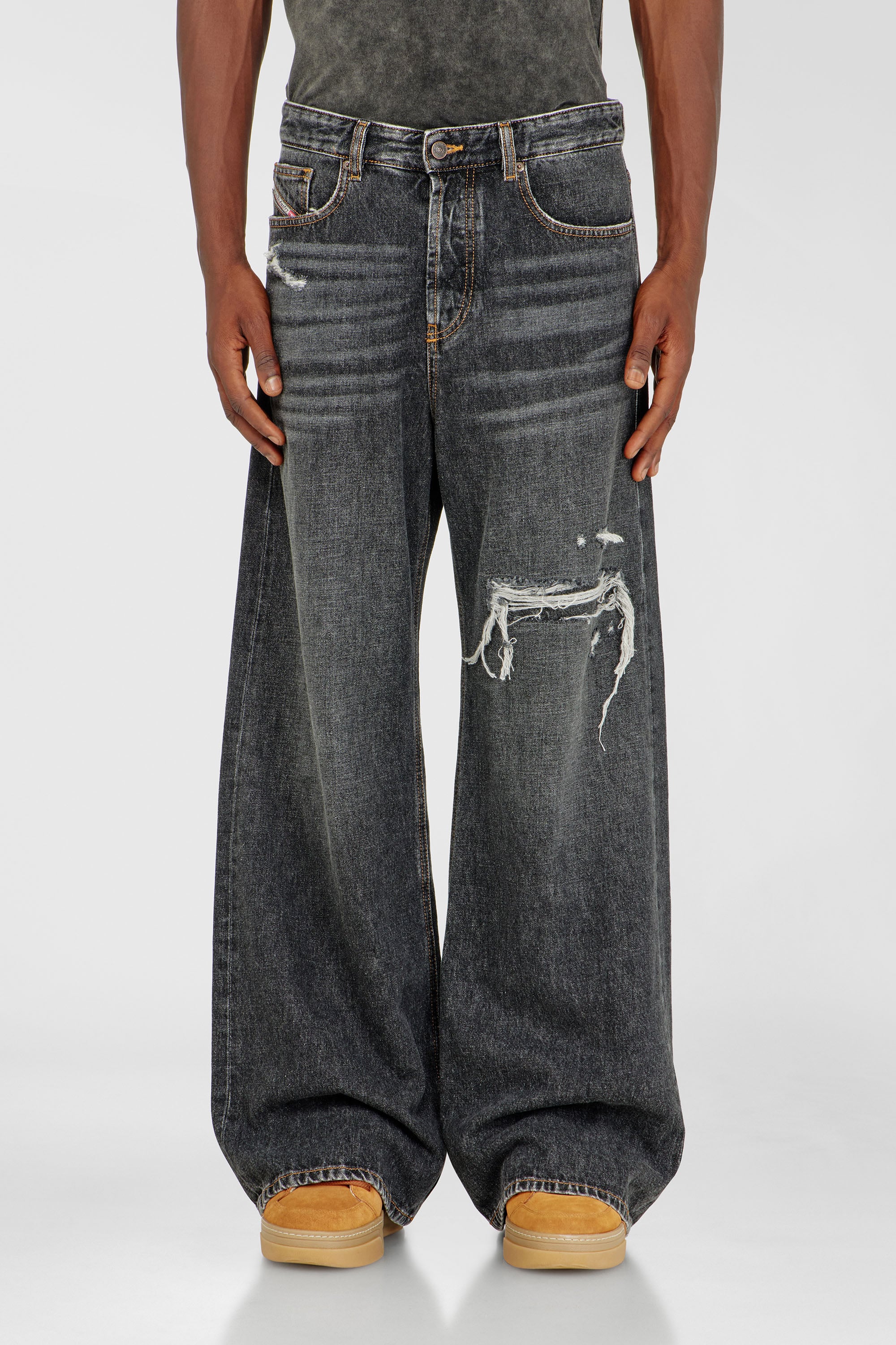 Diesel - Relaxed Jeans D-Rise 007DN Hombre, Negro/Gris oscuro - 1