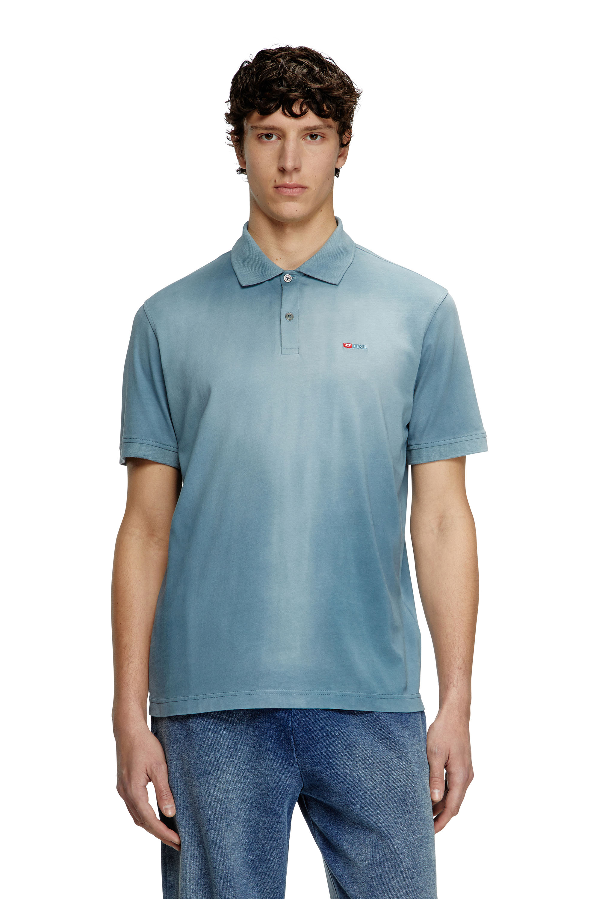 Diesel - T-REJUST-R3, Camiseta polo de punto con bordado de logotipo Hombre in Azul marino - 1