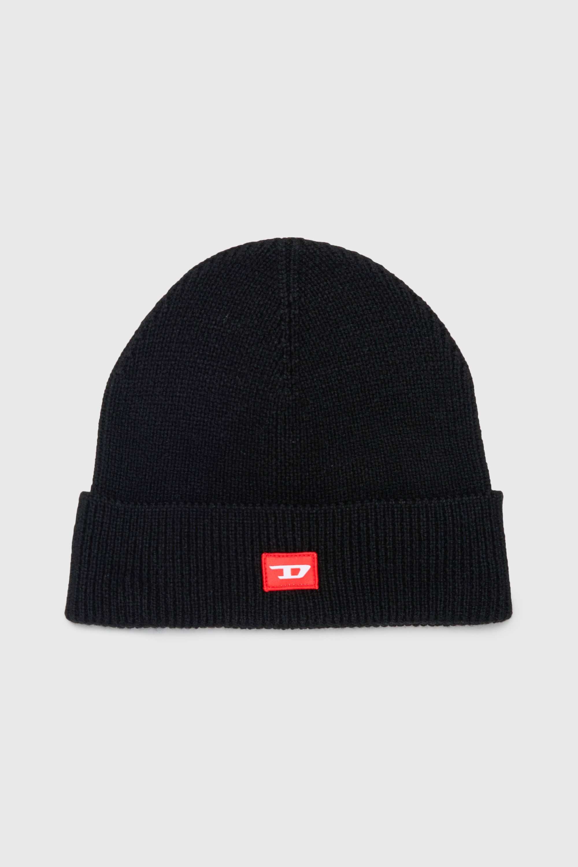 Diesel - FLOT, Gorro de mezcla de lana con parche de logo D Unisex in Negro - 1