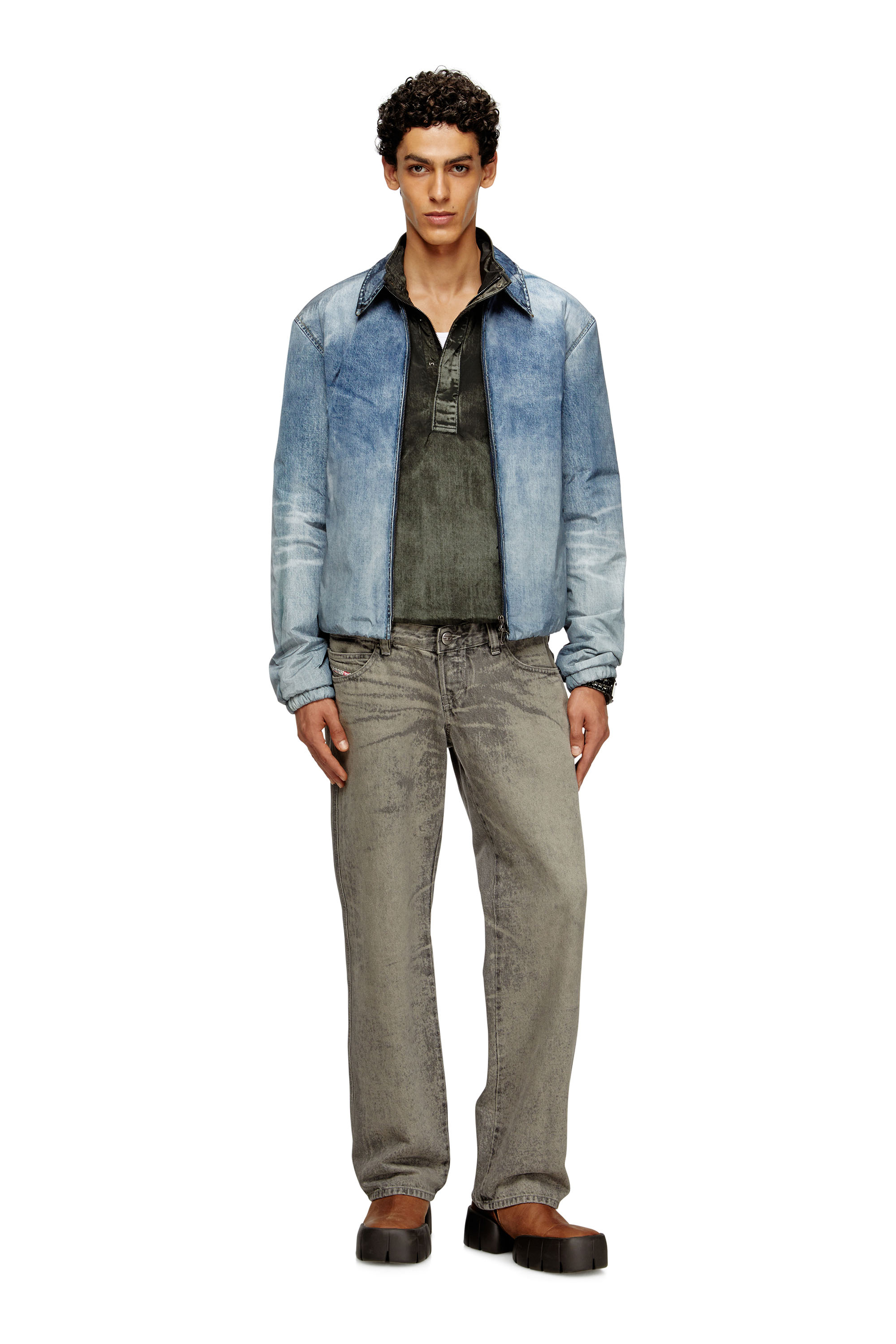 Diesel - J-ACT, Chaqueta en nylon efecto denim Hombre in Azul marino - 2